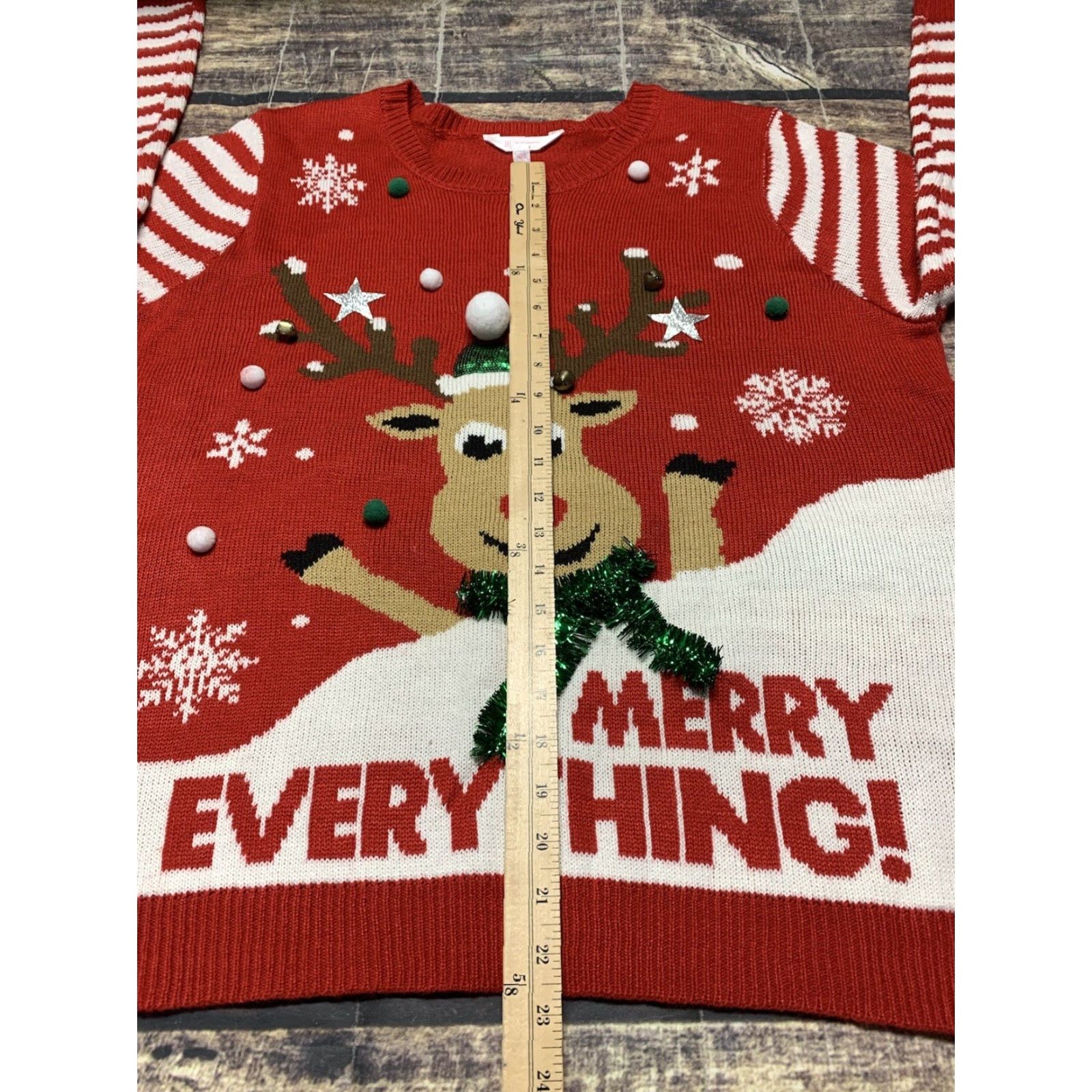 Vintage VINTAGE Christmas Sweater Woman’s XXXL Reindeer Jingle Bells Red White 3D Festive Fun Size XXL / US 16-18 / IT 52-54 - 6 Thumbnail