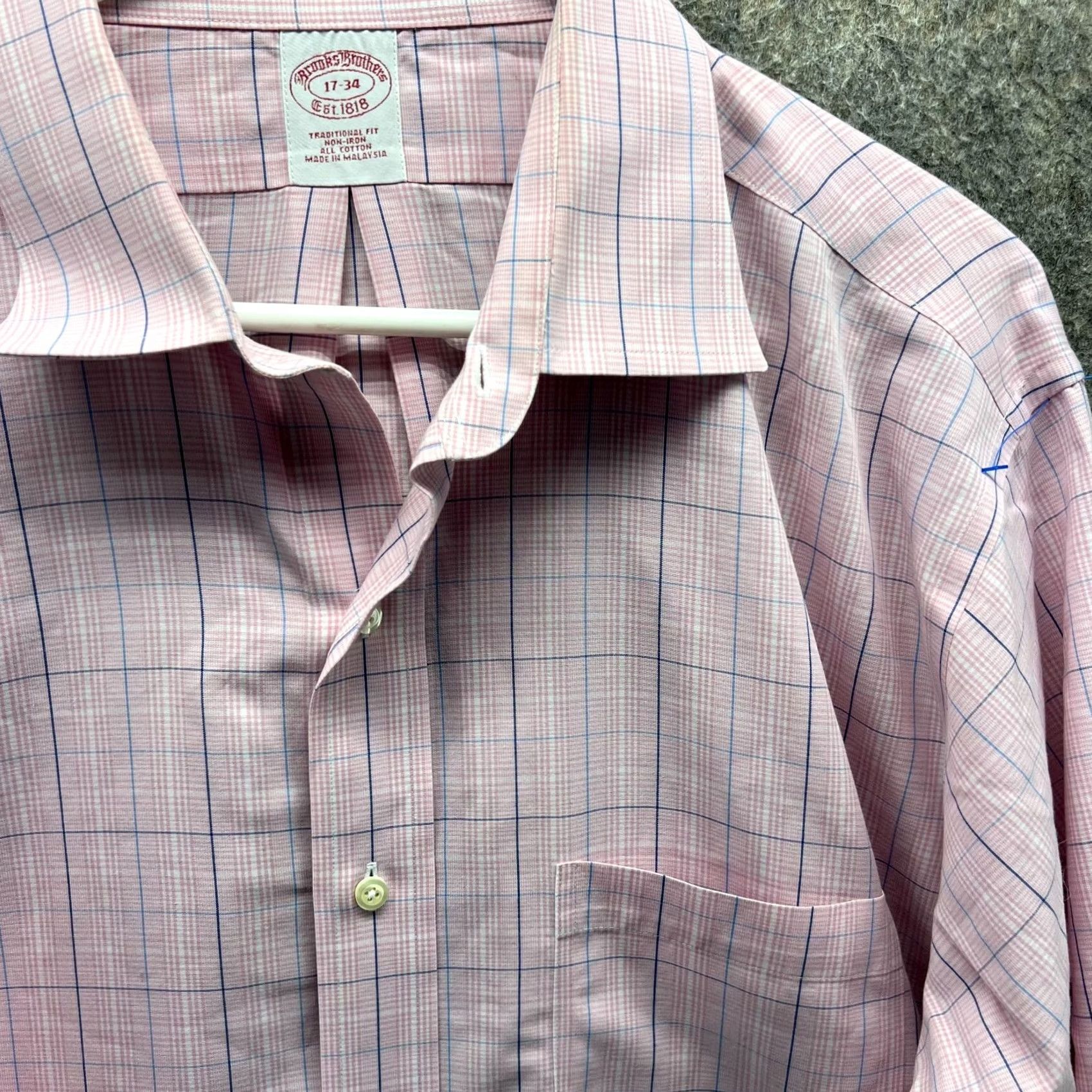 Brooks Brothers VINTAGE Brooks Brothers Shirt Men 17 34 Pink Plaid Button-Down - Casual Business Formal 50 in Chest Regular Fit Long Sleeve Total Size: 17 34 Pink Size US XL / EU 56 / 4 - 6 Thumbnail