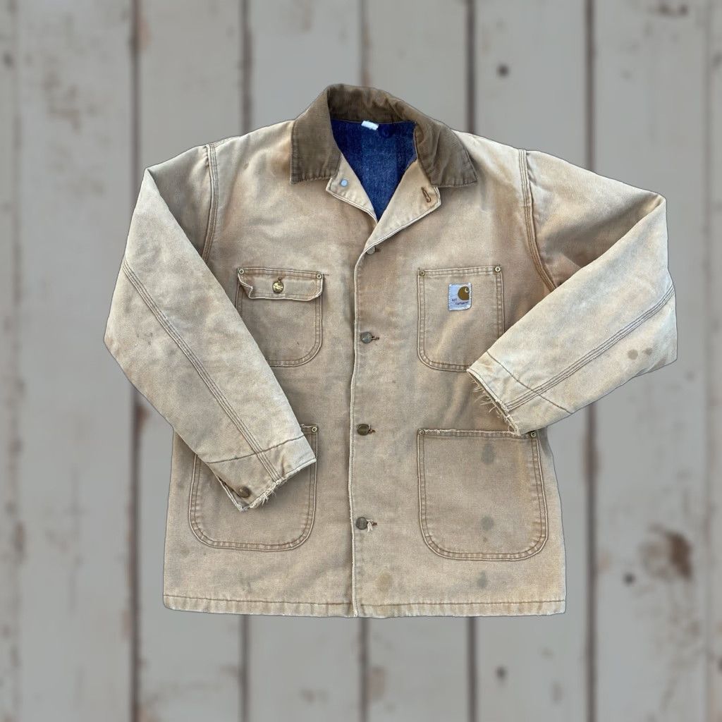 Carhartt VINTAGE Carhartt Blanket Lined Chore Coat Work Jacket 44 Beige Regular Unisex Adults Mens Womens Size US S / EU 44-46 / 1 - 1 Thumbnail