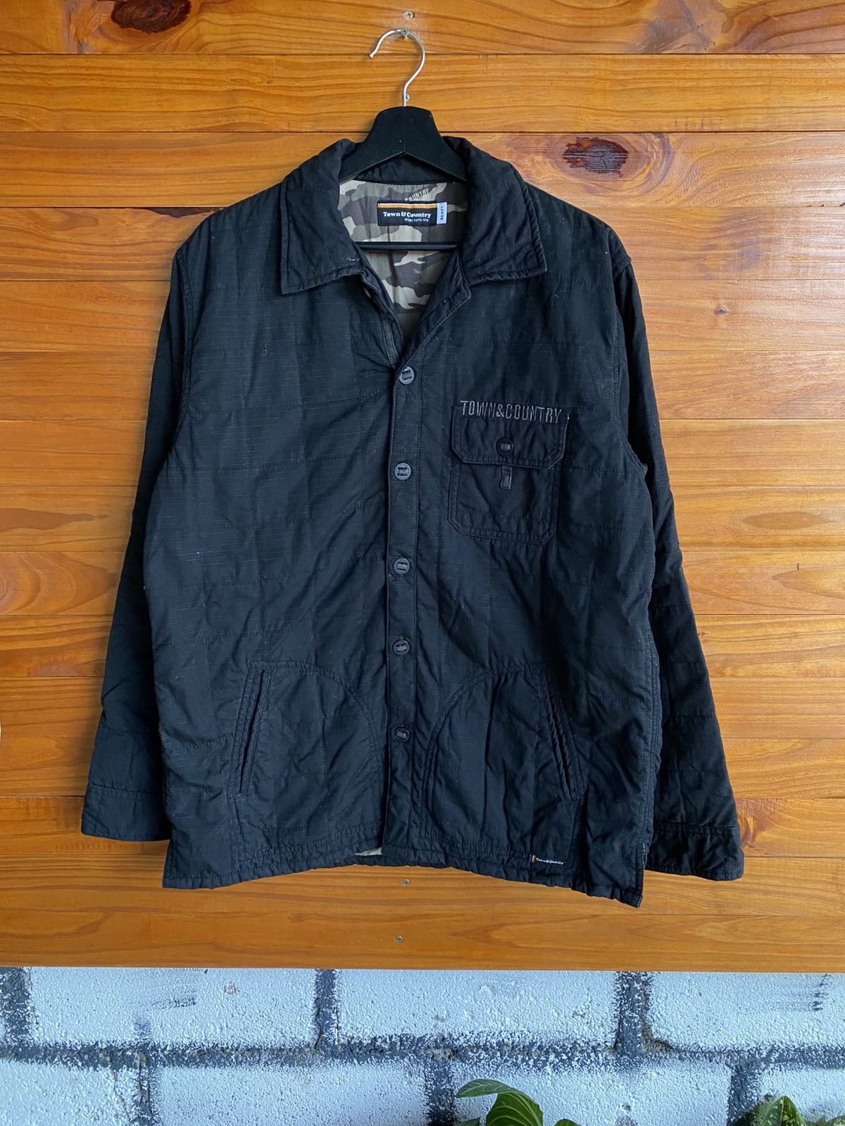 Vintage Town & Country Reversible Camouflage Jacket Black Surfwear Size US L / EU 52-54 / 3 - 3 Thumbnail