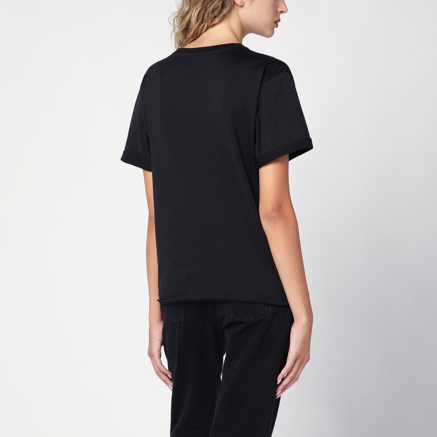 Saint Laurent Paris o1d2blof0924 Logo Print T-Shirt in Black Size XS / US 0-2 / IT 36-38 - 3 Thumbnail
