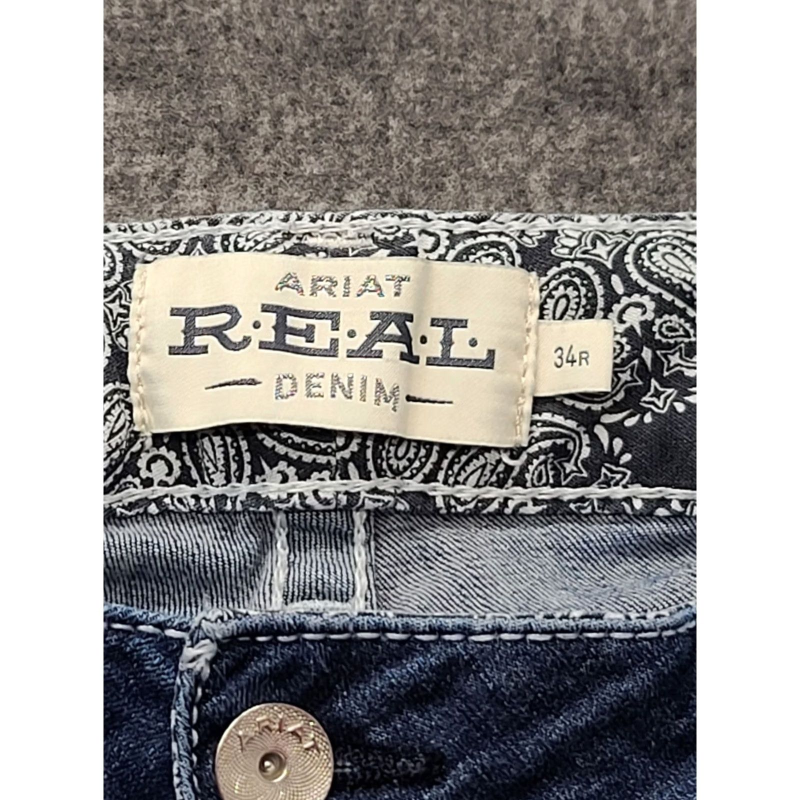 Ariat VINTAGE Ariat Real Denim Ivy Jeans Womens 34x32 Slim Fit Straight Leg Mid Rise Stackable Size 24" / US 00 / IT 34 - 2 Thumbnail