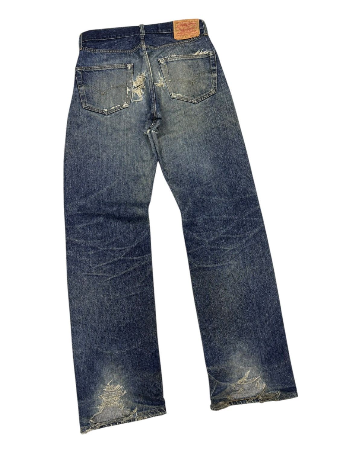 Levi's THRASHED Levis 501 Big E Selvedge Crash Denim Jeans Size US 31 - 8 Thumbnail