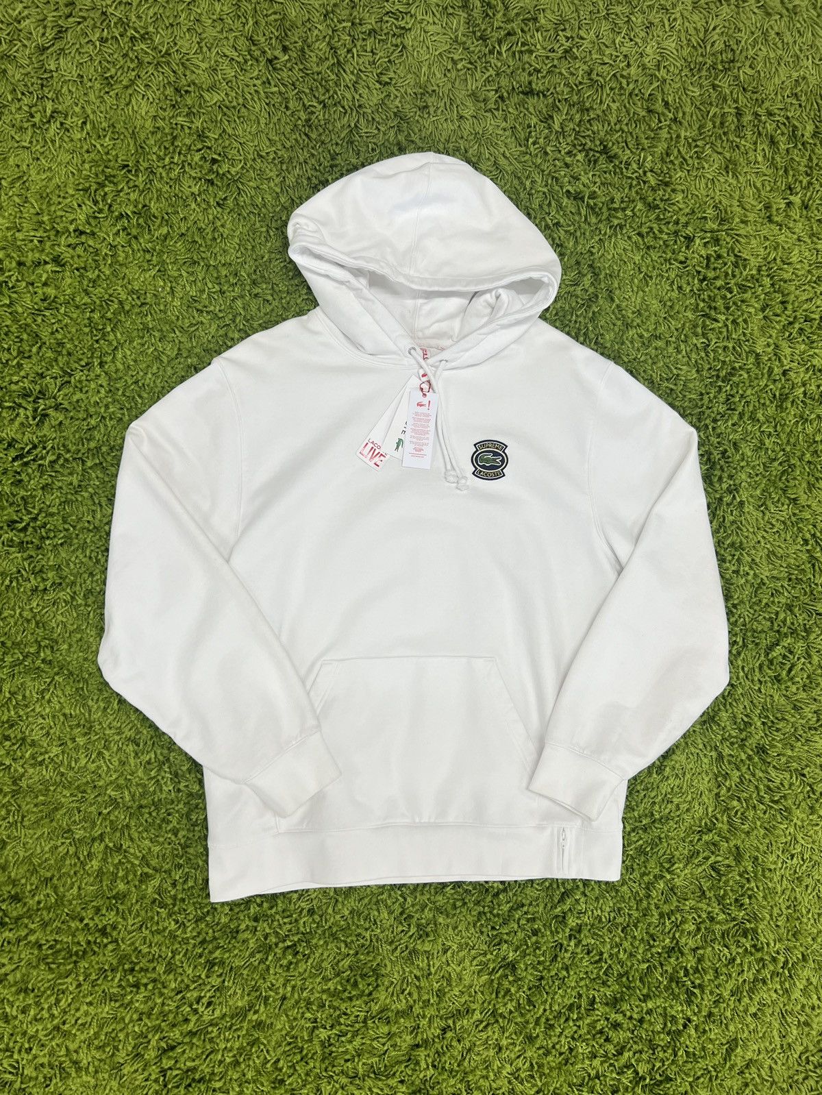 image of Lacoste x Supreme Hoodie in White, Men's (Size XL)