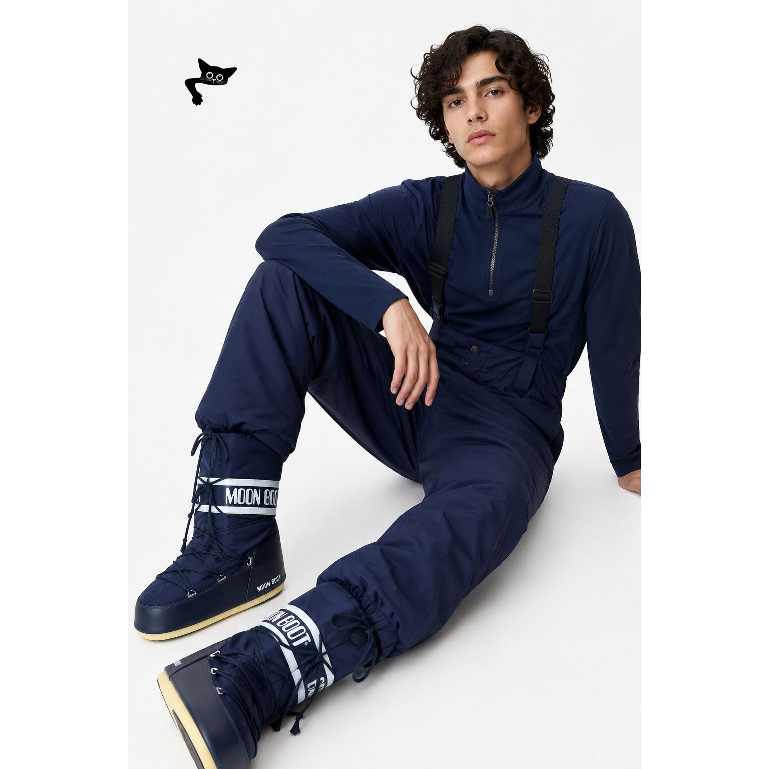 Moon Boot Icon Nylon Snow Boots Navy Blue Unisex w/ bag display picture 3