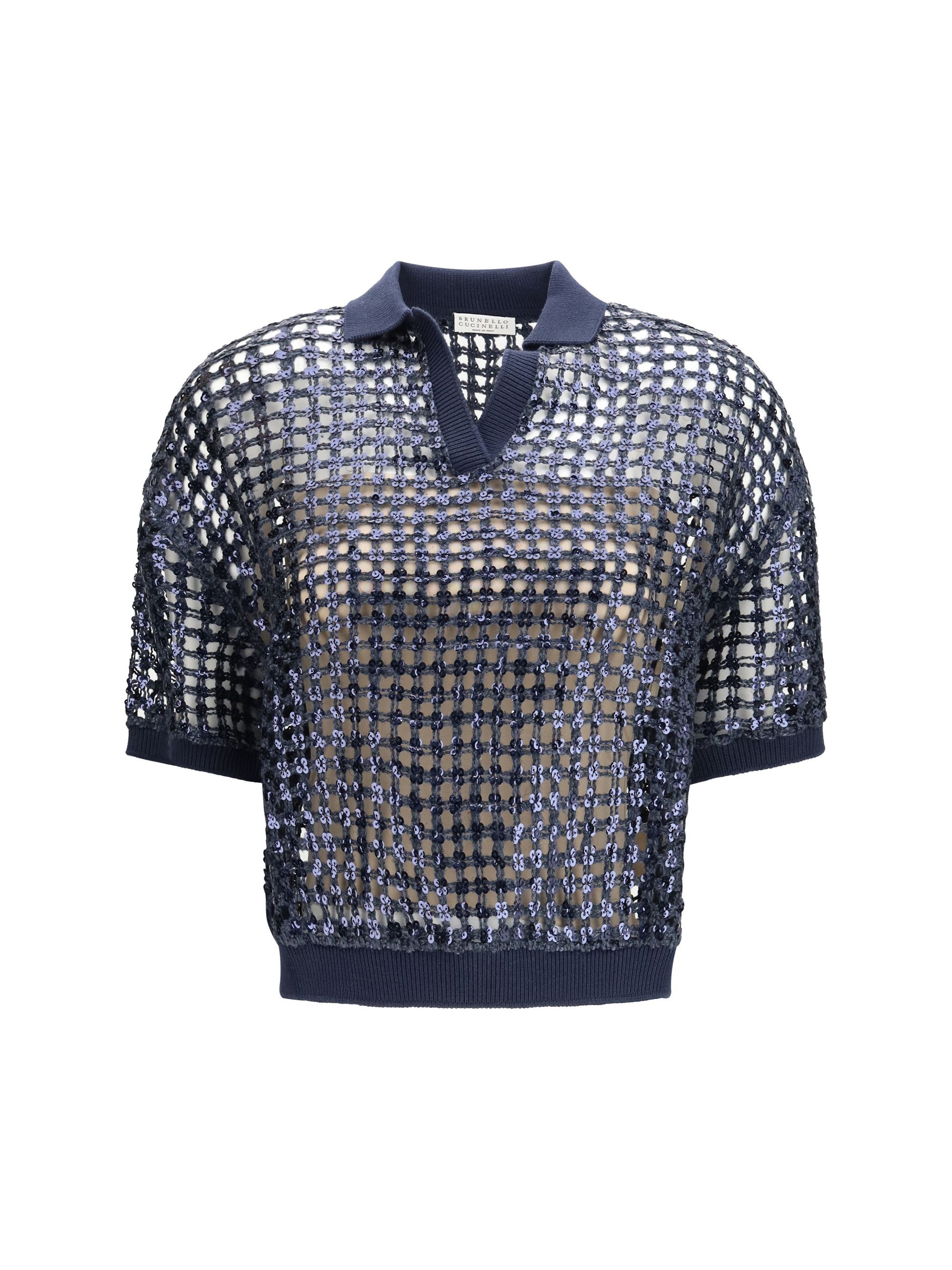 Brunello Cucinelli Openwork sequin Polo Shirt Size S / US 4 / IT 40 - 1 Thumbnail