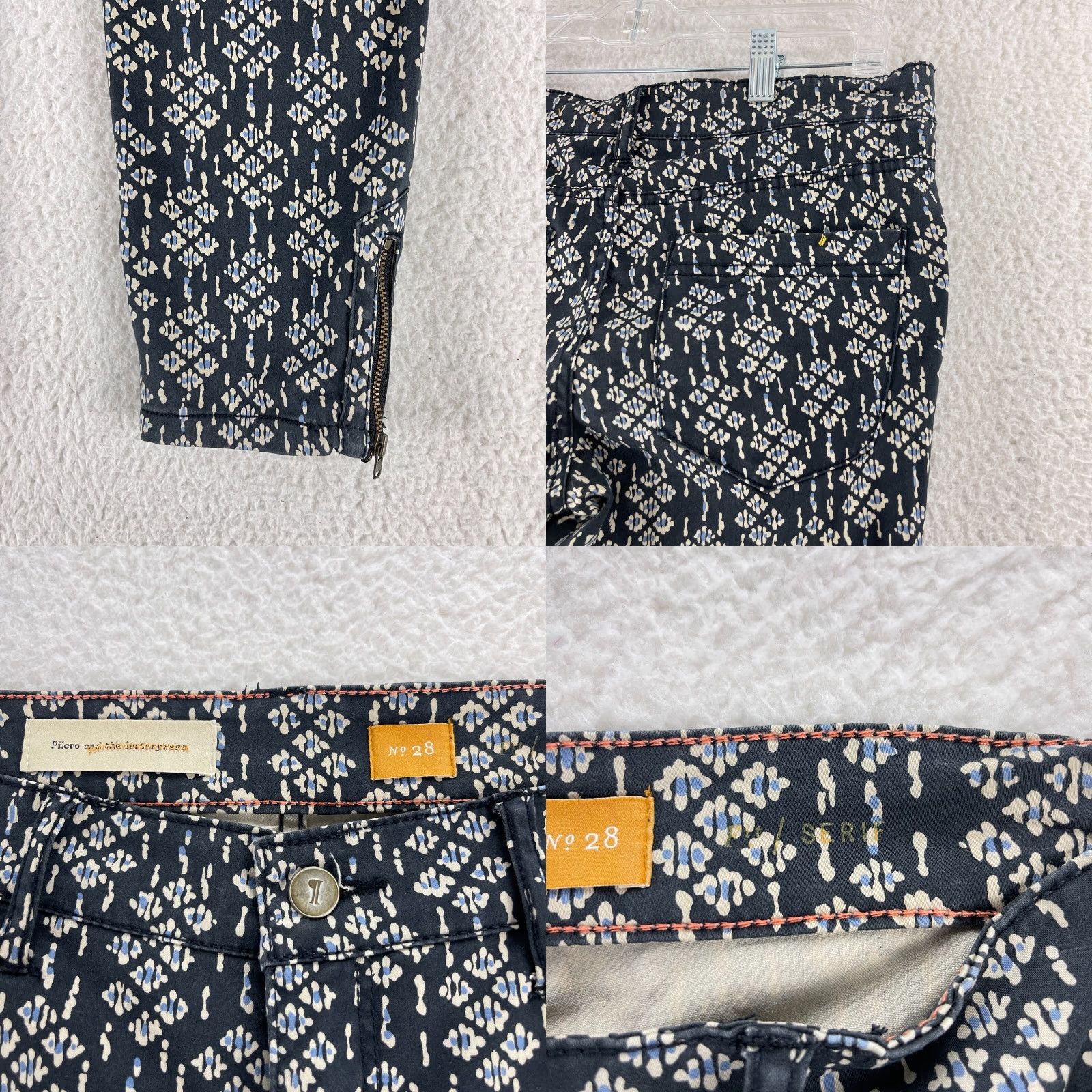 Anthropologie Anthropologie Pilcro Black Serif Fit Ankle Zip Pants Womens Mid-Rise 28 Geometric Pattern Cotton Modal Spandex Regular Leg Skinny Inseam 28" Brown? Size 28" / US 6 / IT 42 - 10 Thumbnail