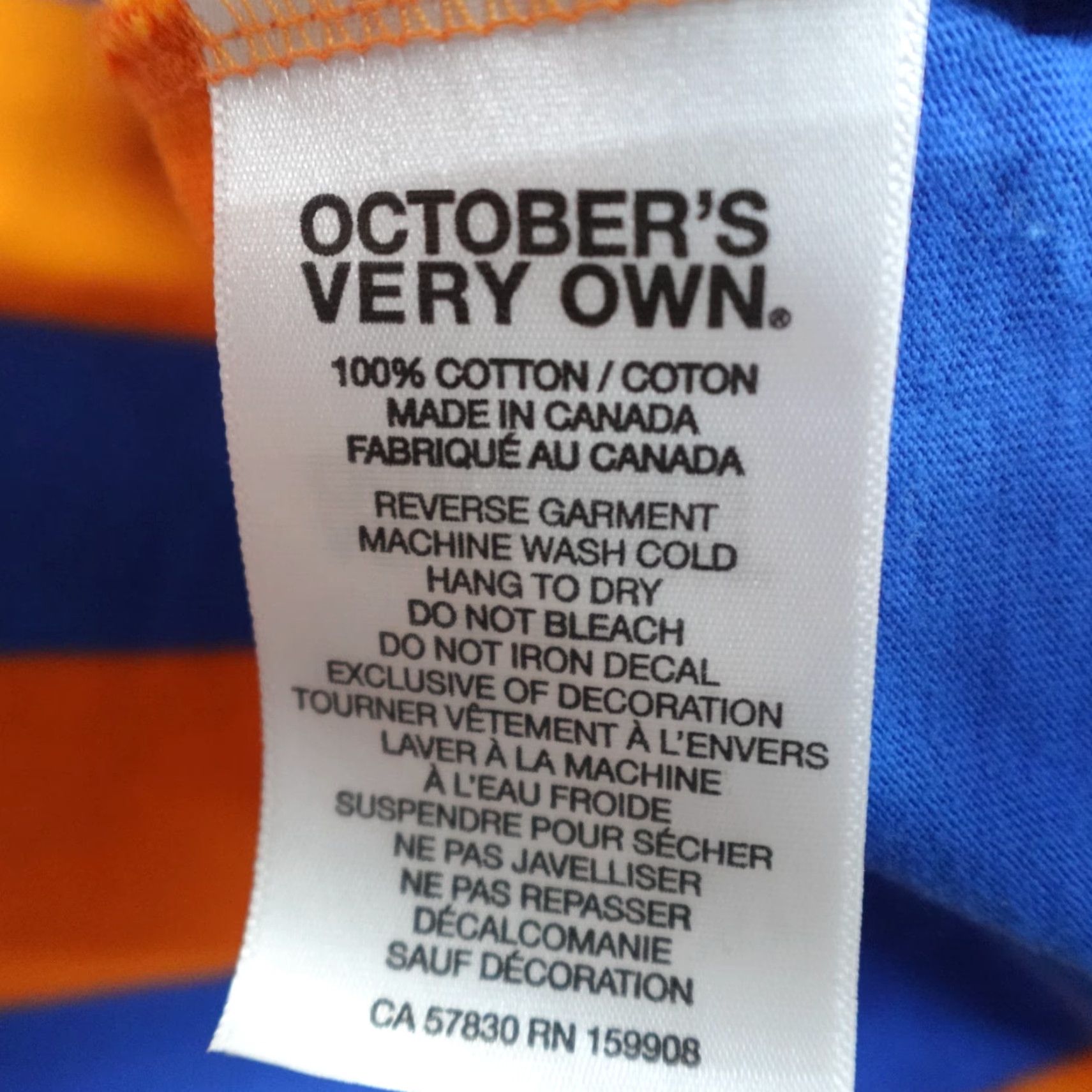 Vintage OVO Shirt Orange Blue Striped Crew Neck Short Sleeve Medium Men Canada Made T-Shirt 2020s Size US M / EU 48-50 / 2 - 4 Thumbnail
