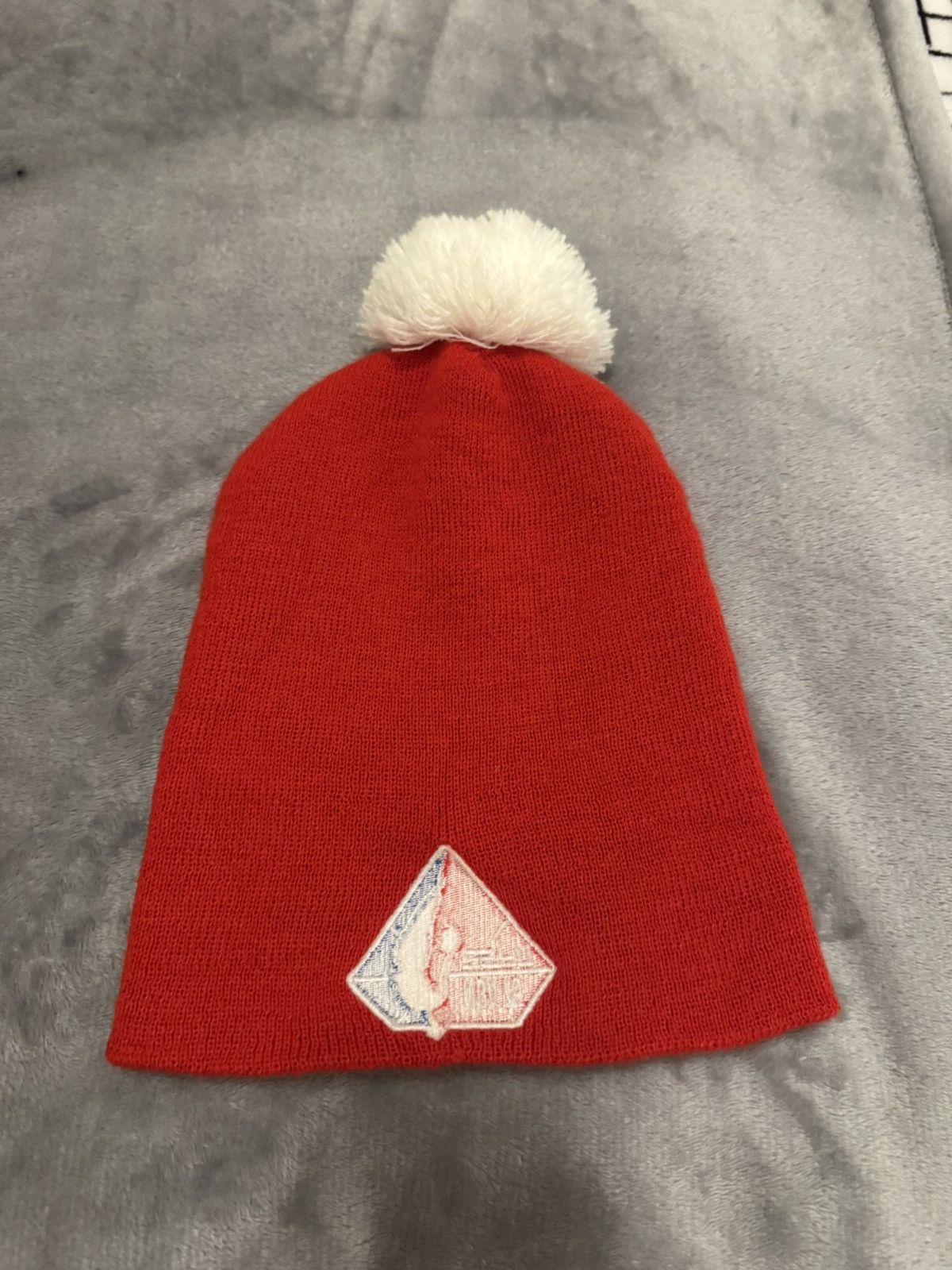 NBA NBA 75th Anniversary ESPN Red Knit Beanie Pom HatMade in USA Size ONE SIZE - 5 Thumbnail
