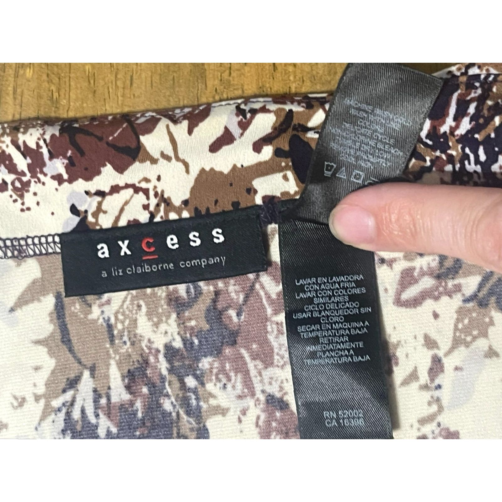 Vintage Axcess Dress Women's Size Medium Brown Grey Cream Floral V-neck Size M / US 6-8 / IT 42-44 - 4 Thumbnail