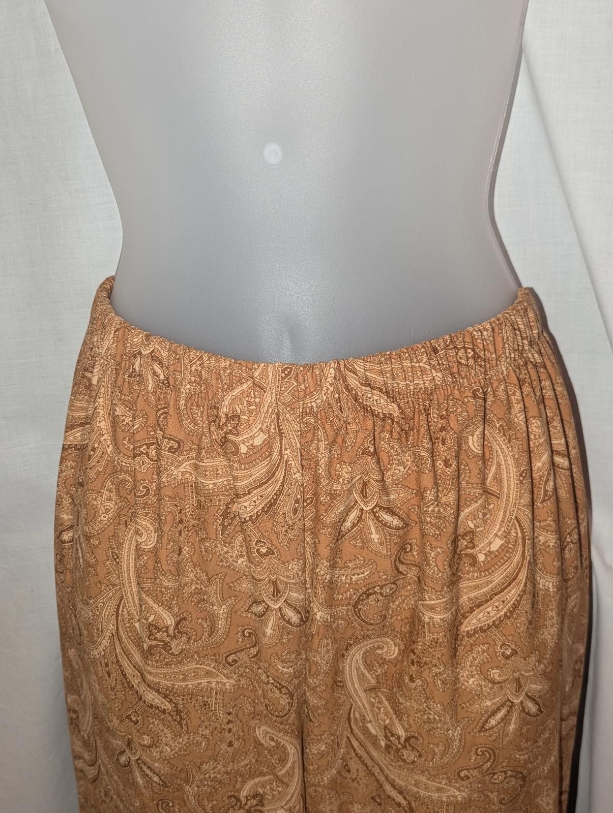 Denim & Co. Vintage 90s Boho Beige Paisley Pants Women's Size S Size 28" / US 6 / IT 42 - 2 Thumbnail