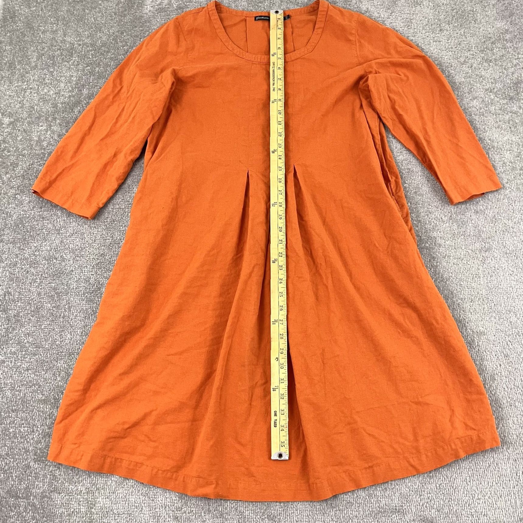 Vintage VINTAGE Gudrun Sjoden Dress Womens Medium Orange Pockets Linen Cotton Scoop Neck Casual Summer Size M / US 6-8 / IT 42-44 - 4 Thumbnail