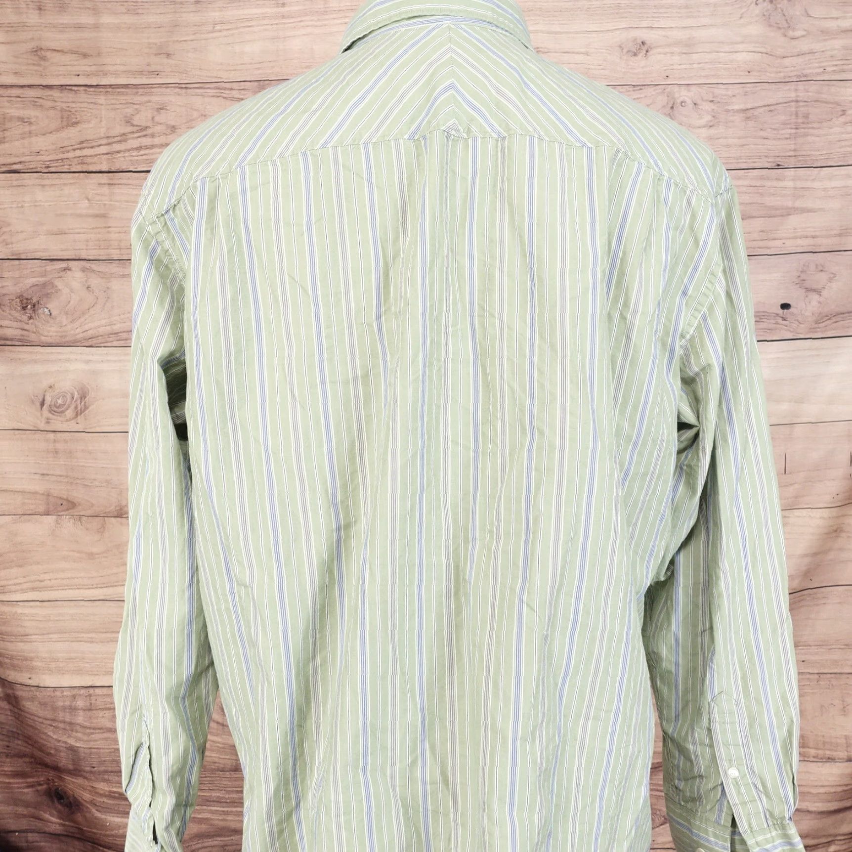 Liz Claiborne VINTAGE CLAIBORNE Shirt Men XL Green Striped Button-Down Cotton 25.5" Pit to Pit 60s 70s (if applicable) Size US XL / EU 56 / 4 - 4 Thumbnail