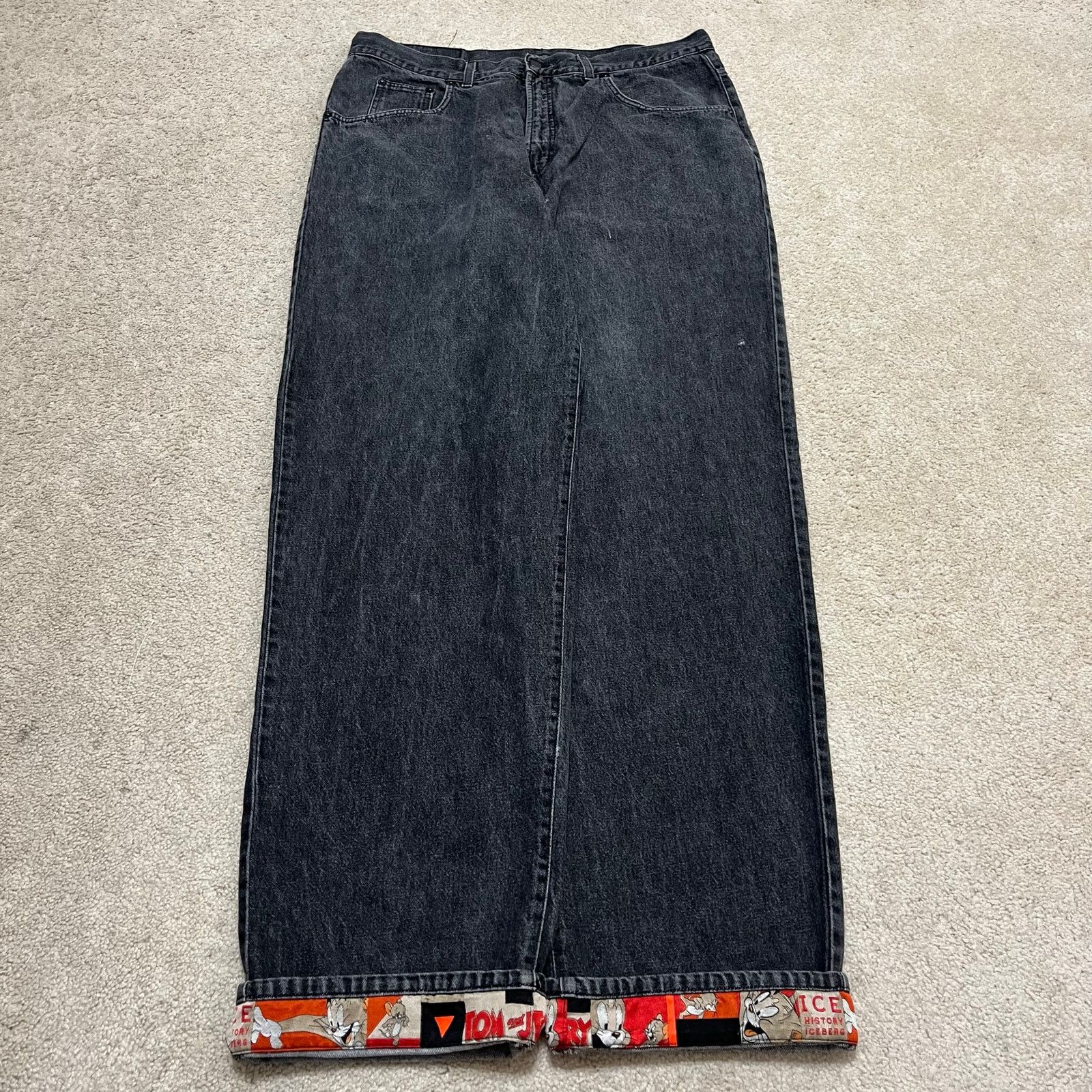 Other Vintage Iceberg Tom & Jerry Jeans Y2K Baggy Black 36Wx34L Size US 36 / EU 52 - 2 Thumbnail
