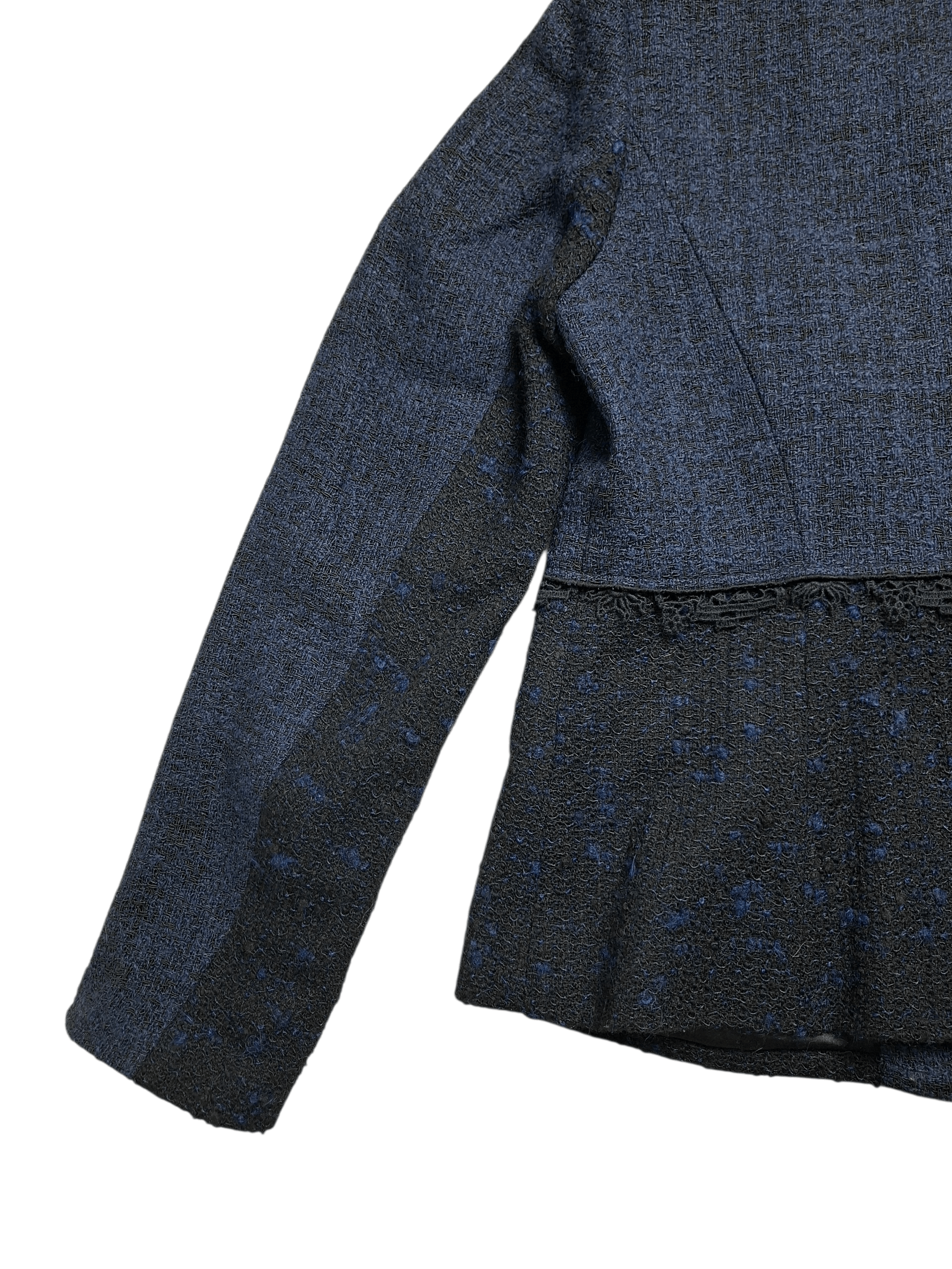 Elie Tahari Elie Tahari Navy Blue Wool Alpaca Mohair Lace Blazer Size L / US 10 / IT 46 - 7 Thumbnail
