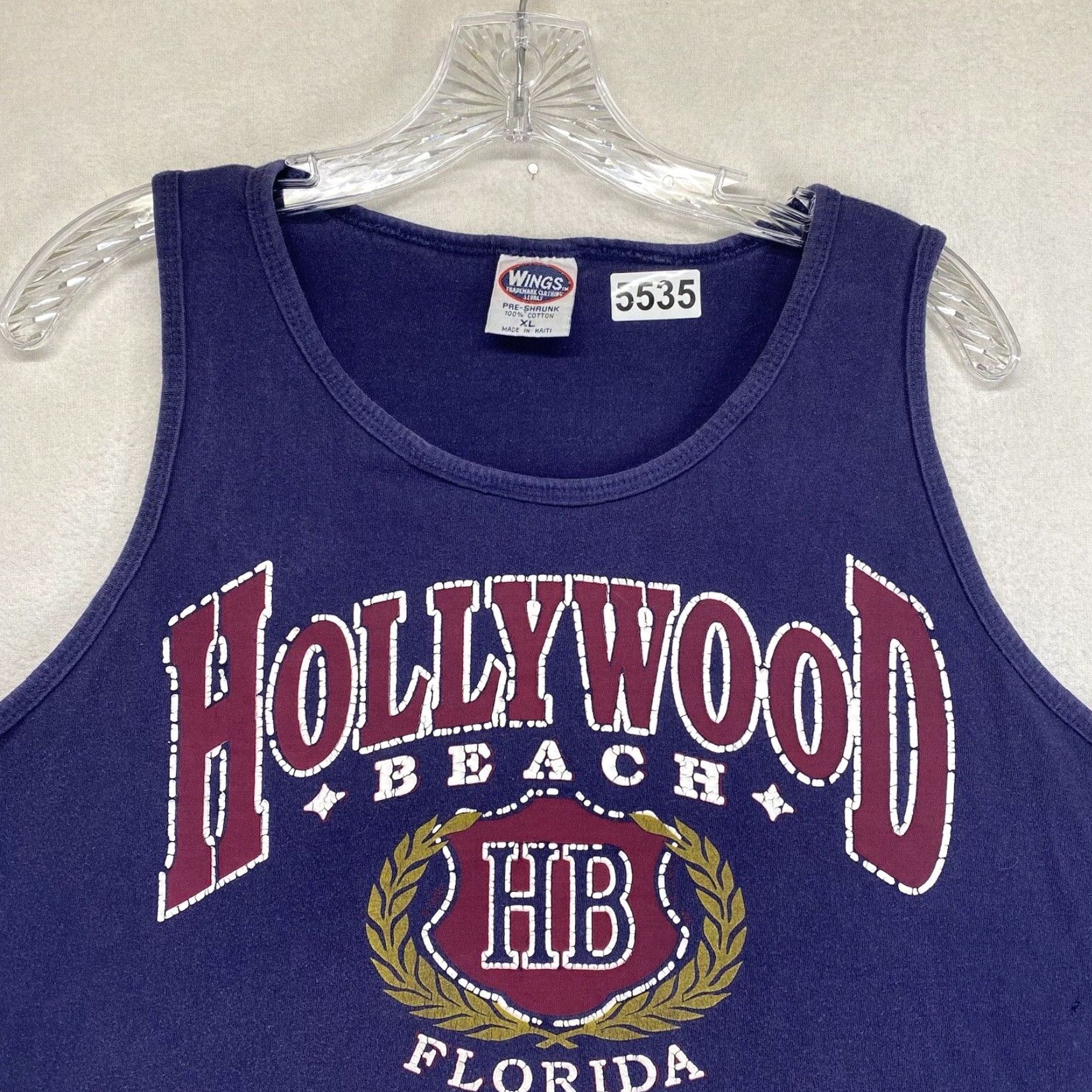 Vintage VINTAGE Wings Florida Beach T-Shirt Men Large Blue Summer Sleeveless Graphic Print Size US L / EU 52-54 / 3 - 4 Thumbnail