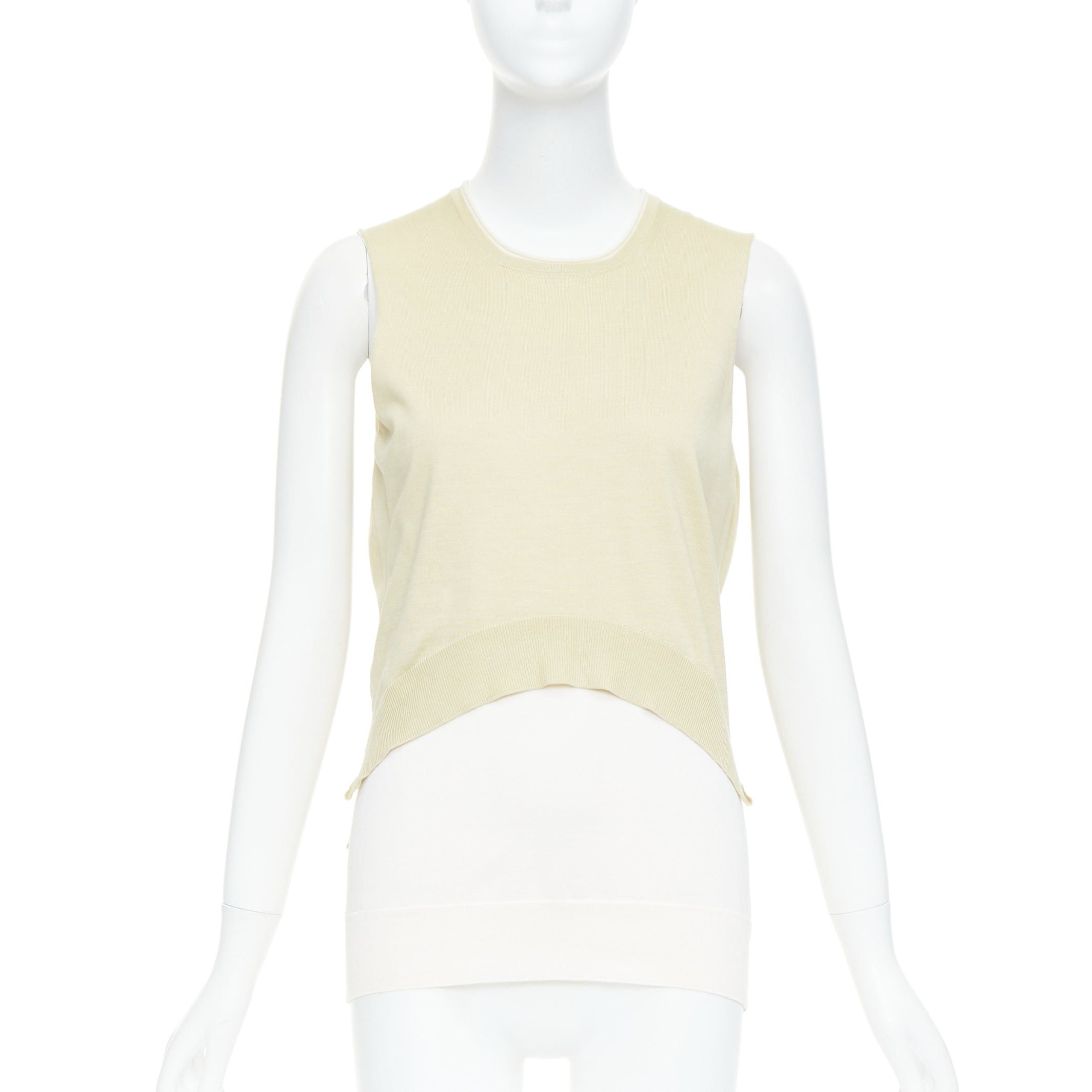 Celine OLD CELINE Phoebe Philo cream silk cotton layered cream knitted top S Size S / US 4 / IT 40 - 1 Thumbnail