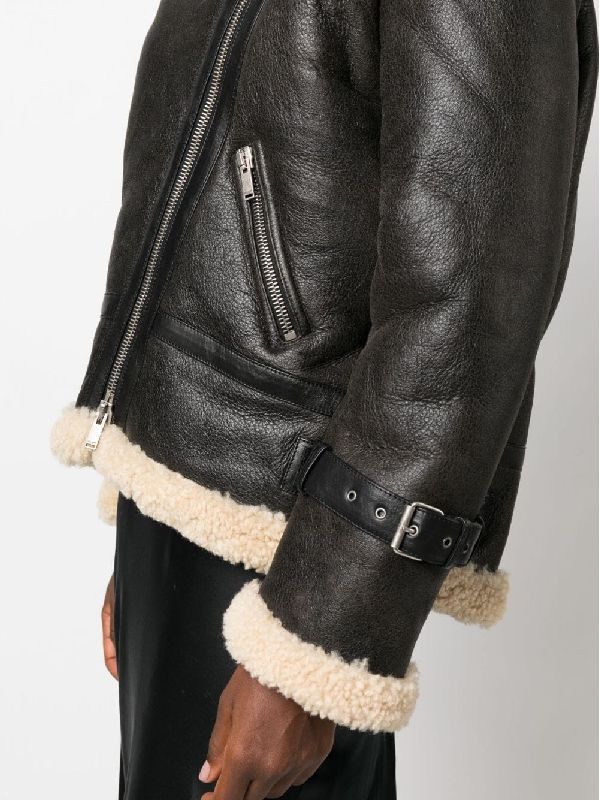 Saint Laurent Paris o1bcso1str1225 Aviator Jacket in Aged-Leather in Black Size S / US 4 / IT 40 - 5 Thumbnail