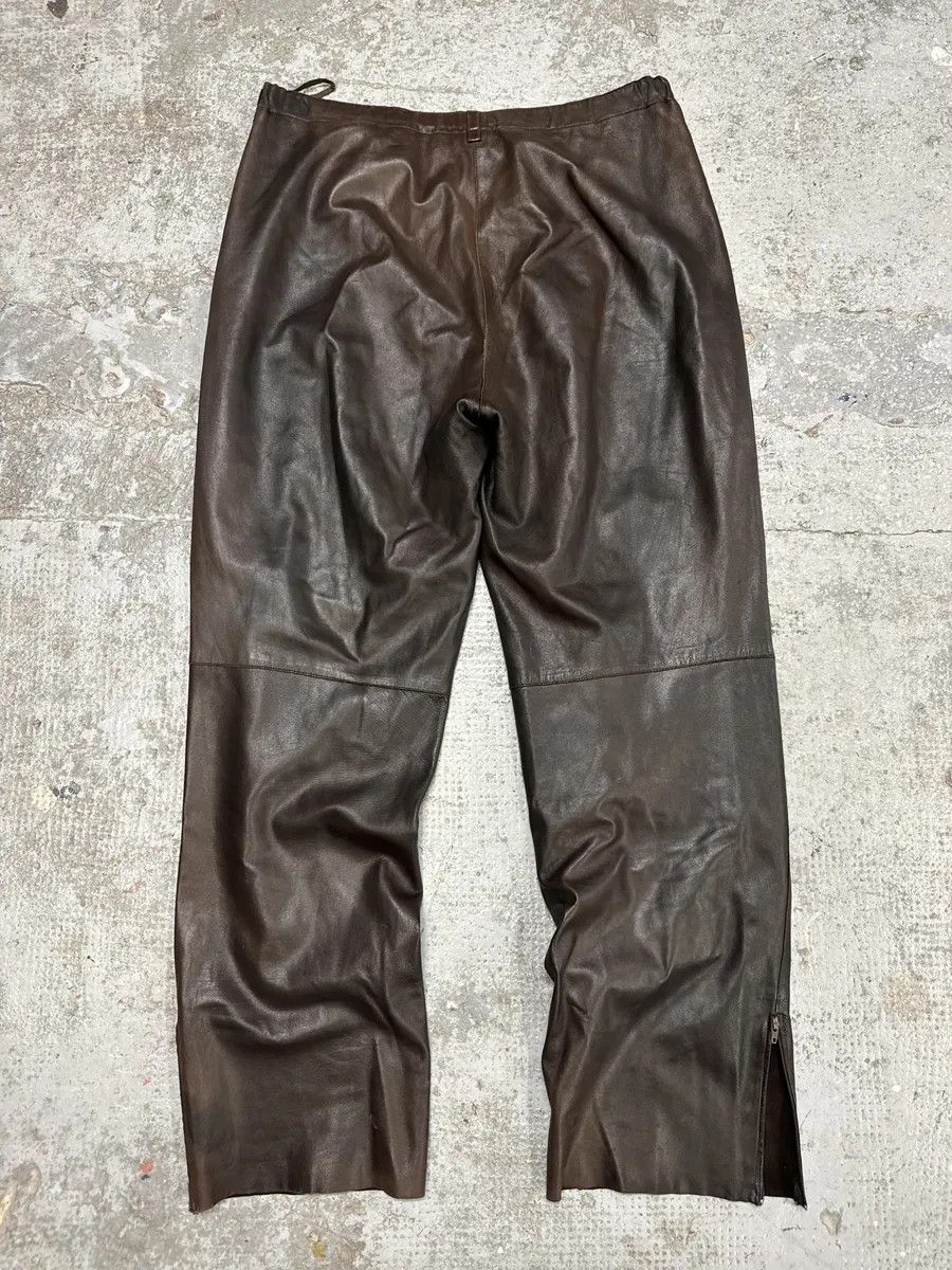 Jil Sander × Vintage Jil Sander Brown Dark Leather Eroded Pants Size US 30 / EU 46 - 5 Thumbnail