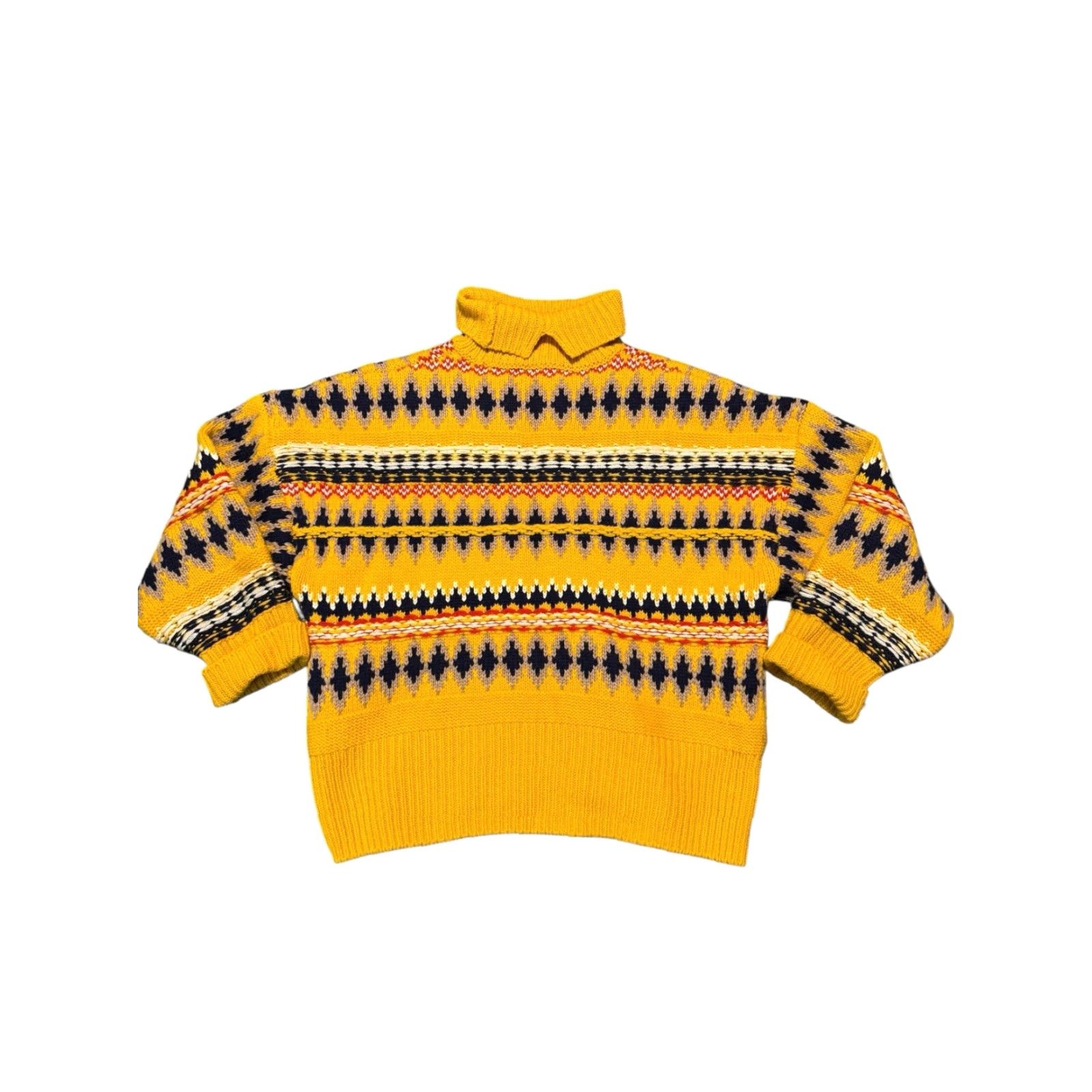 Rag & Bone RAG & BONE Wool Willow Fair Isle Yellow Turtleneck Sweater Size Small Size S / US 4 / IT 40 - 4 Thumbnail