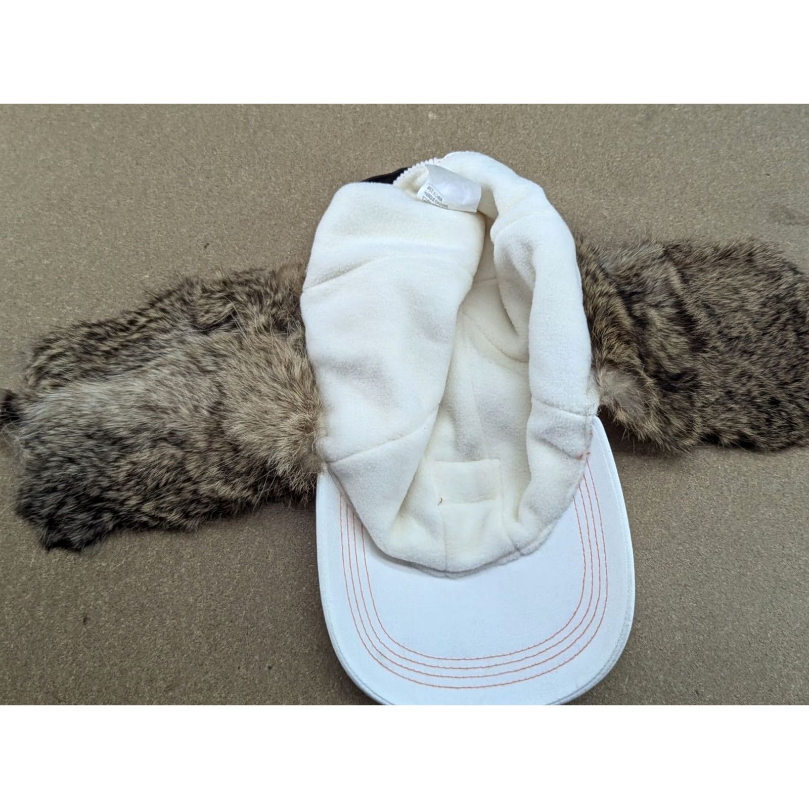 Vintage Rabbit Fur Cap White Norway Flag Chin Strap Unisex Lined Insulated One Size Casual Mens Size ONE SIZE - 2 Thumbnail