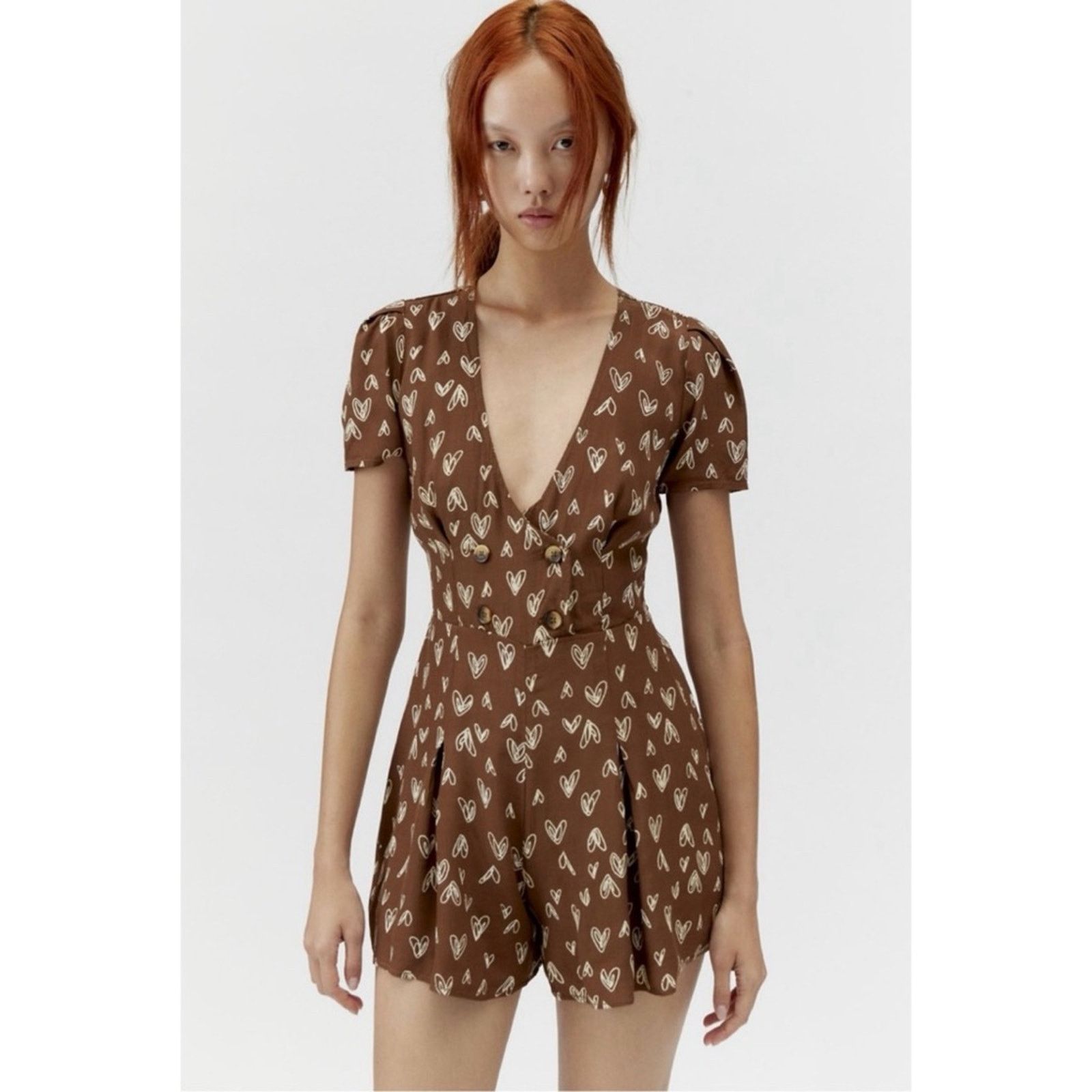 Urban Outfitters Urban Outfitters Juliette Printed Short Sleeve Romper M Size 28" / US 6 / IT 42 - 14 Thumbnail