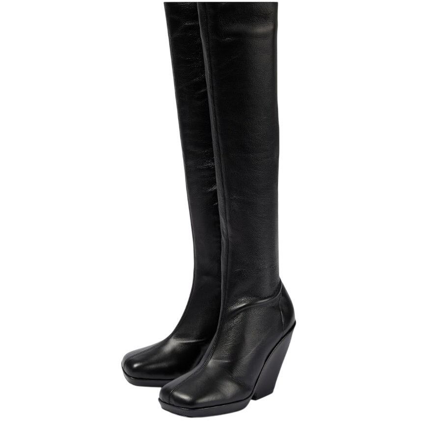 KHAITE Khaite Morgan Over-The-Knee Black Leather Boots Size US 6.5 / IT 36.5 - 3 Thumbnail