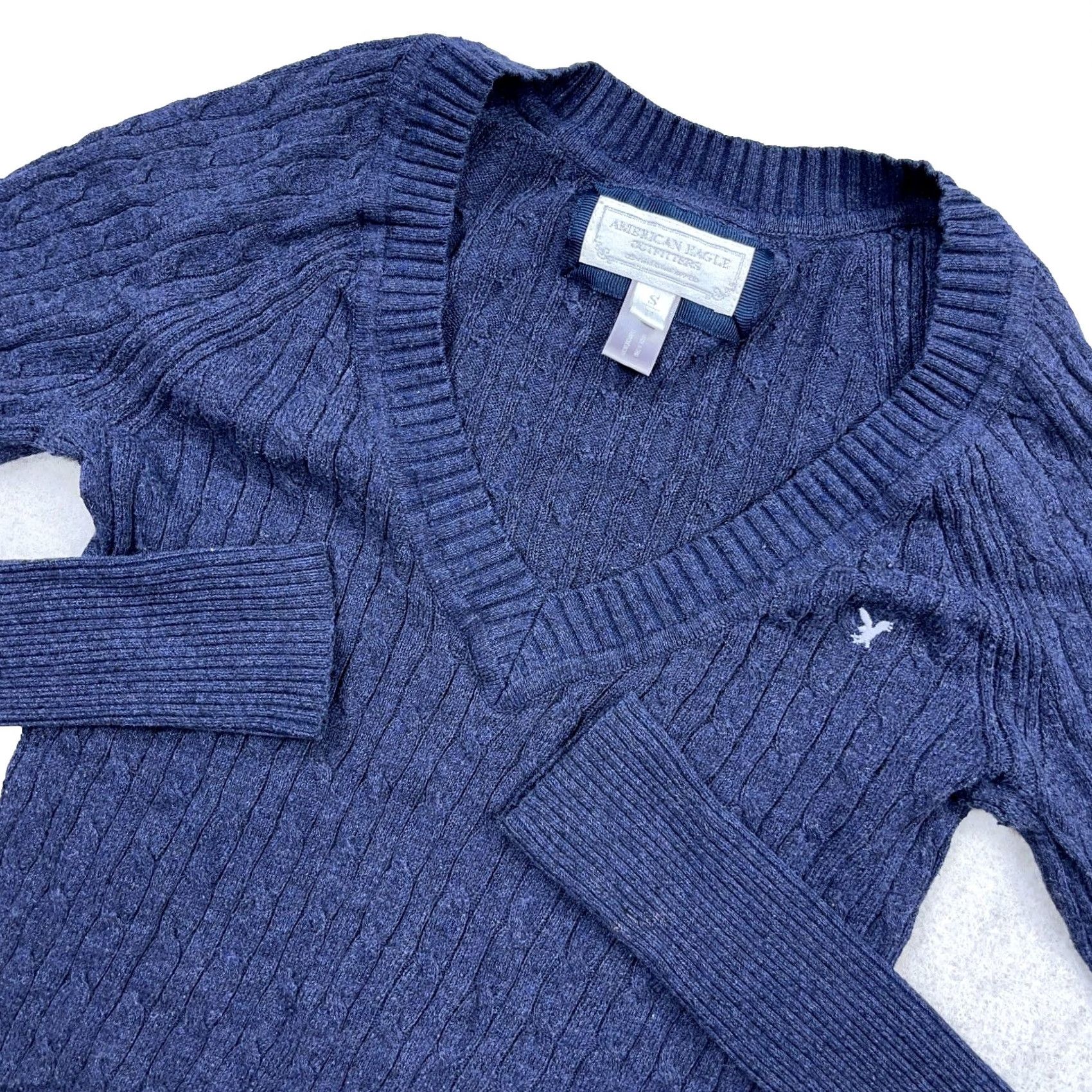 American Eagle Outfitters VINTAGE American Eagle Outfitters Sweater Womens Small Blue Cable Knit Pullover View All Seasons Size S / US 4 / IT 40 - 2 Thumbnail