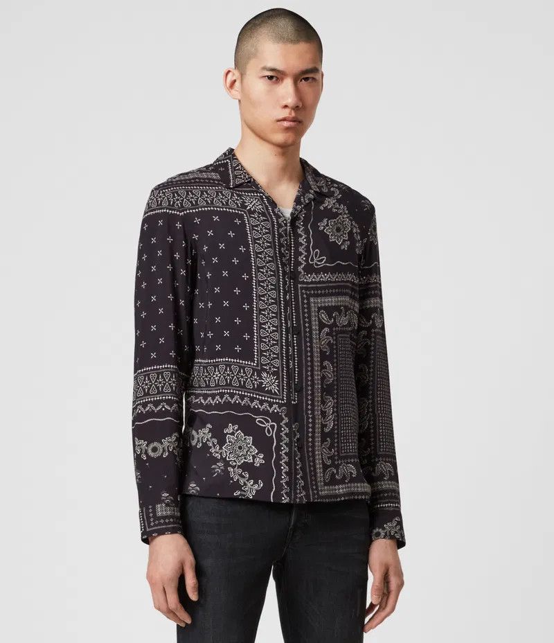Allsaints Allsaints Cherito Bandana Printed Viscose Open Collar Shirt Size US S / EU 44-46 / 1 - 1 Thumbnail