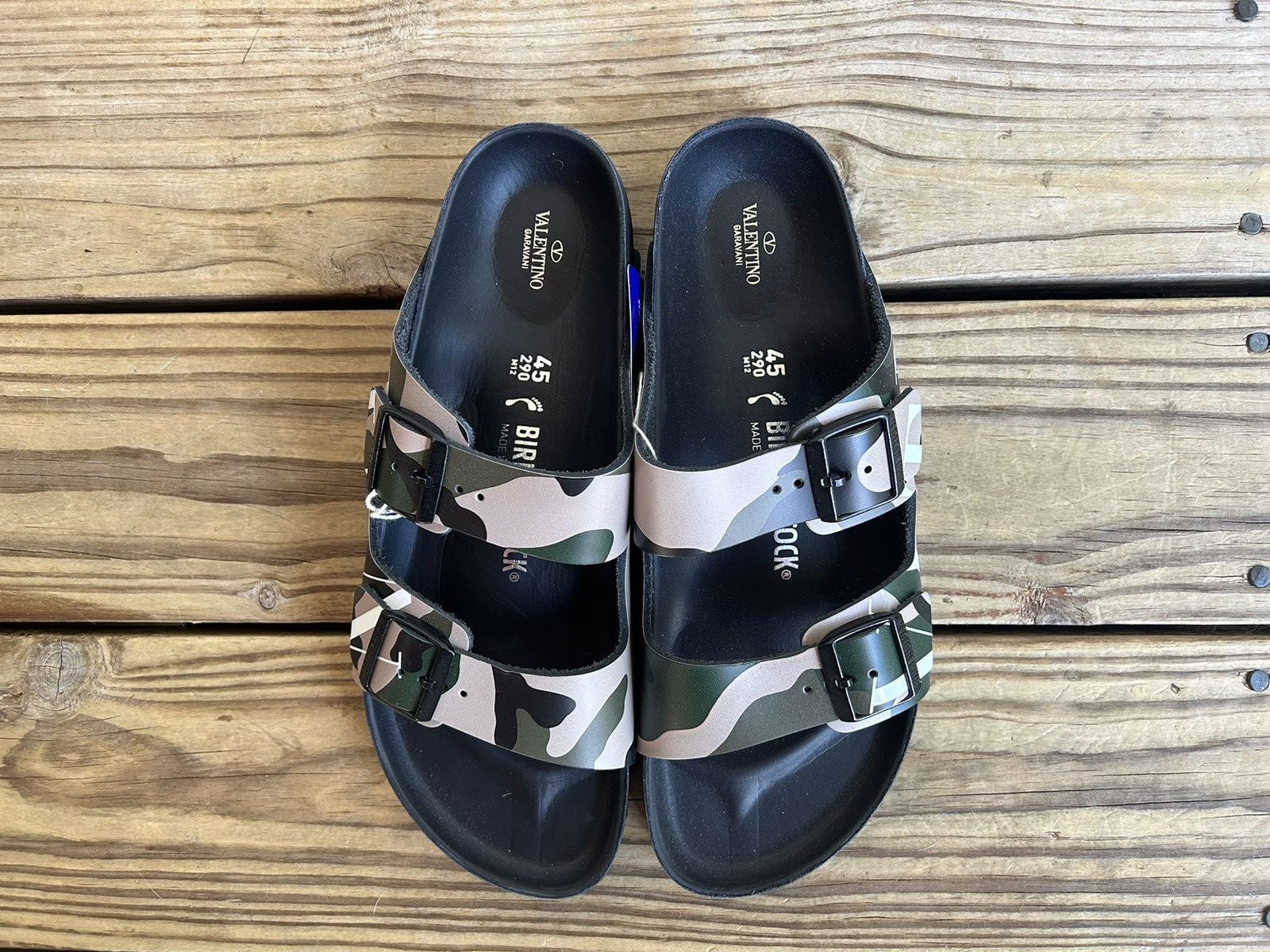 image of Birkenstock Arizona Black Leather Sandal in Green, Men's (Size 12)