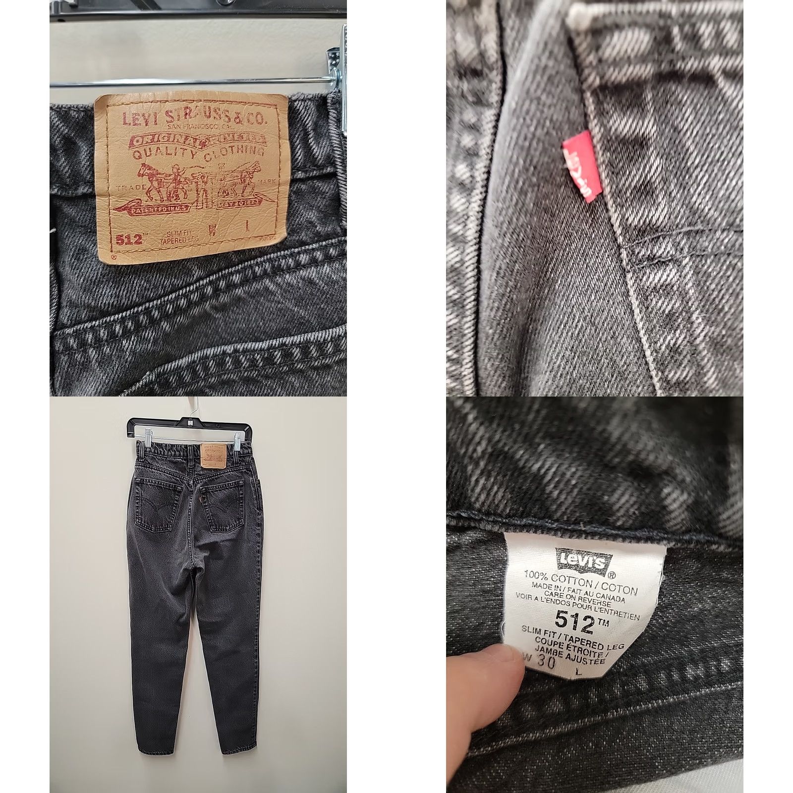 Levi's VINTAGE Levi Strauss Levi's 512 Jeans Mens Slim Tapered Black Denim 30 Inseam 31 Size US 30 / EU 46 - 8 Thumbnail