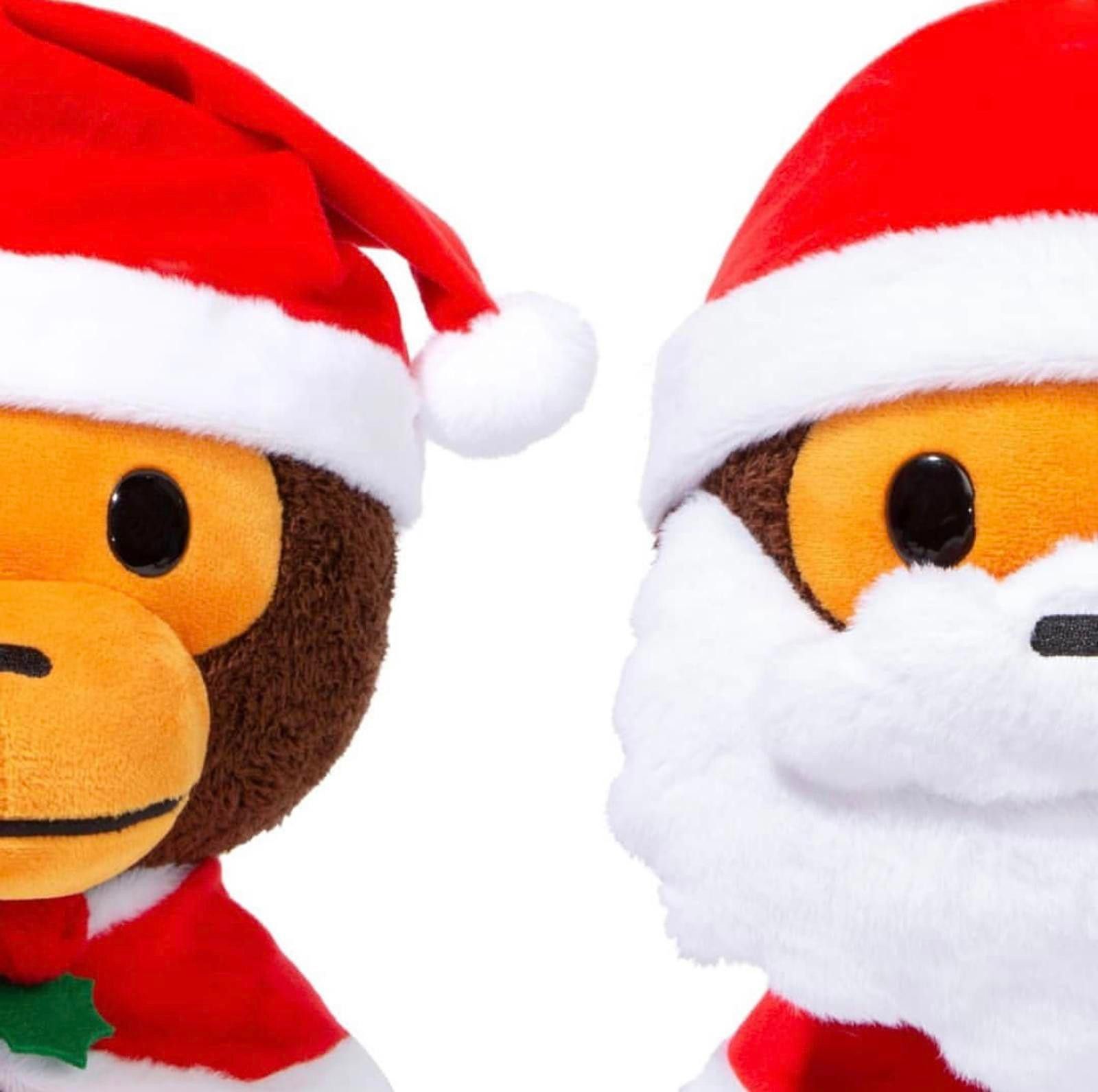 Bape Cute Monkey Plush Toy with Santa Hat and Cape - Holiday Them Size ONE SIZE - 4 Thumbnail