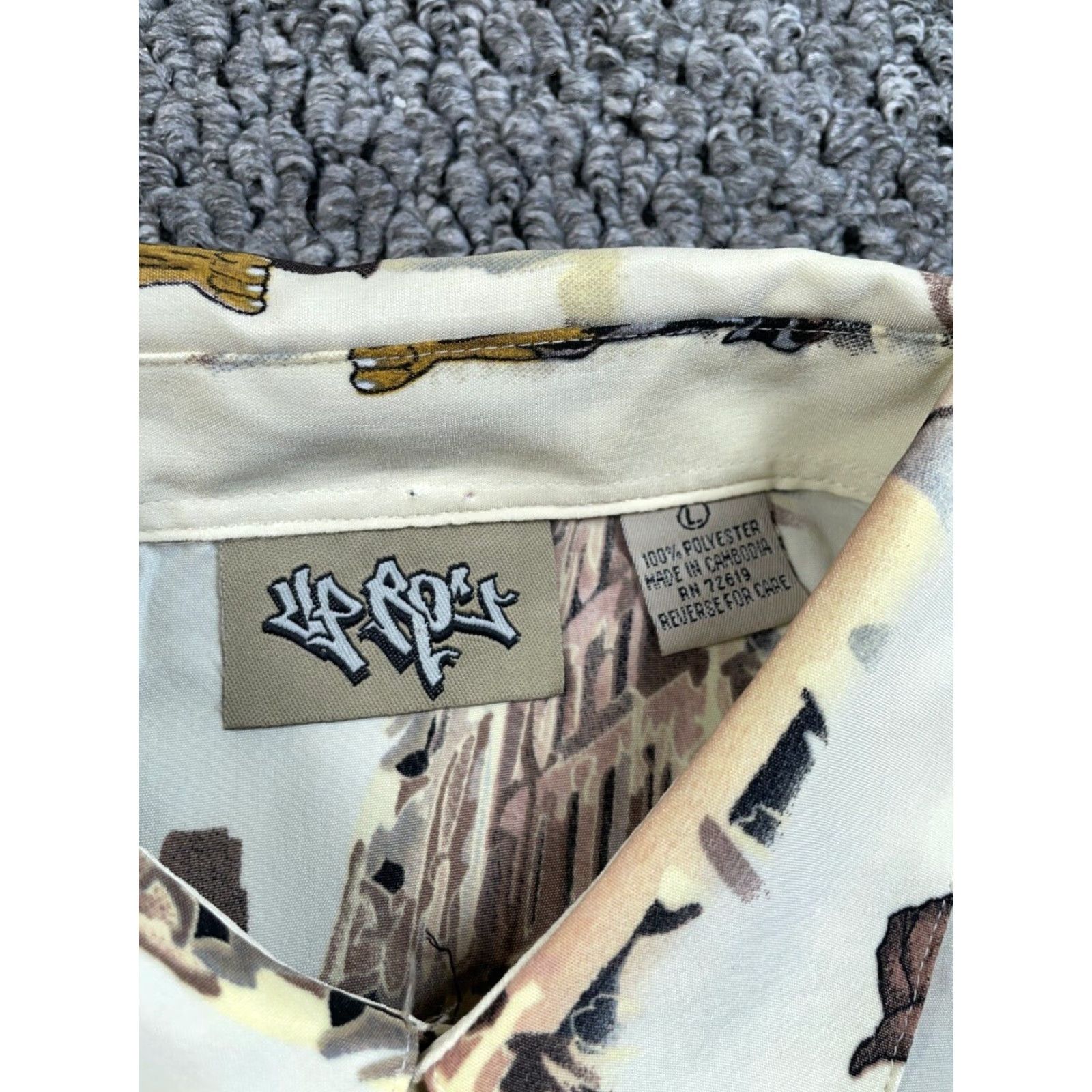 Vintage VTG Vintage Yes Brand Vintage Y2K Up Roc Rottweiler Pattern Shirt Adult Large Ivory AOP Streetwear Hip Hop Size US L / EU 52-54 / 3 - 3 Thumbnail