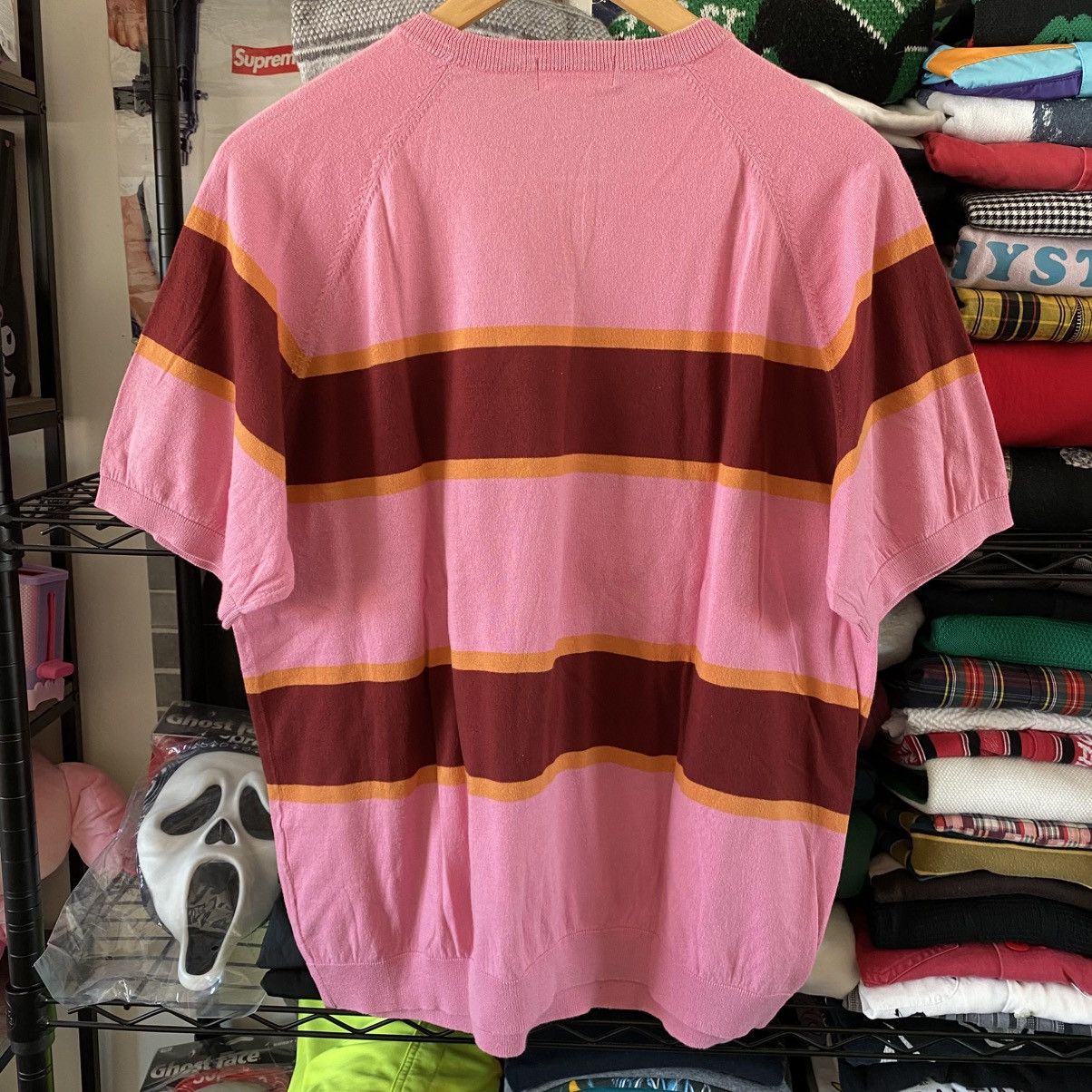 Supreme Supreme Knit Stripe Raglan Top Pink 2017 X-Large Sweater Size US XL / EU 56 / 4 - 5 Thumbnail