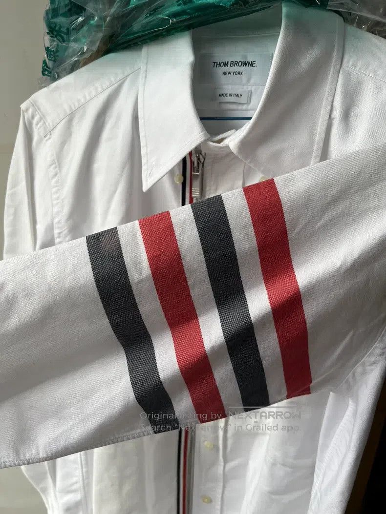 Thom Browne Thom Browne Oxford Cloth Zip-Up Red and Blue Striped Shirt Size US S / EU 44-46 / 1 - 2 Thumbnail