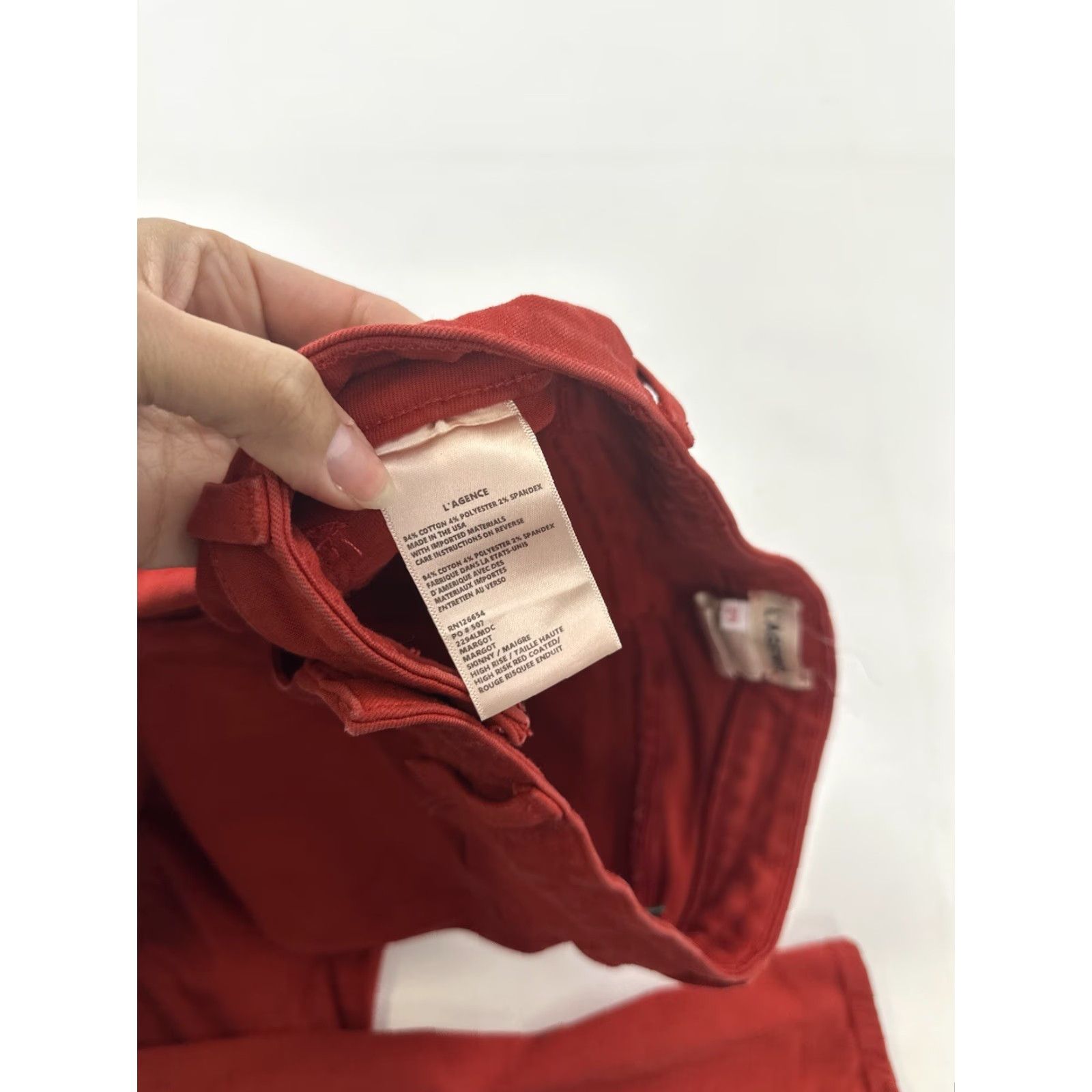 L'AGENCE VINTAGE L'AGENCE Jeans Women Red Margot Skinny Mid Rise 25 Inseam 25 Dark Wash Size 42" / US 20 - 3 Thumbnail
