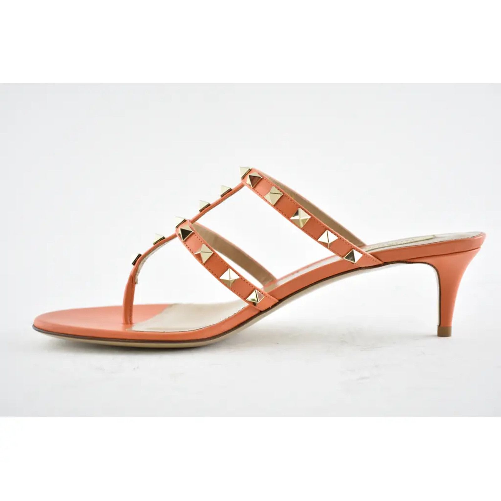 Valentino Valentino Rockstud 50 Orange Thong Backless Strap Sandal Size US 9.5 / IT 39.5 - 8 Thumbnail