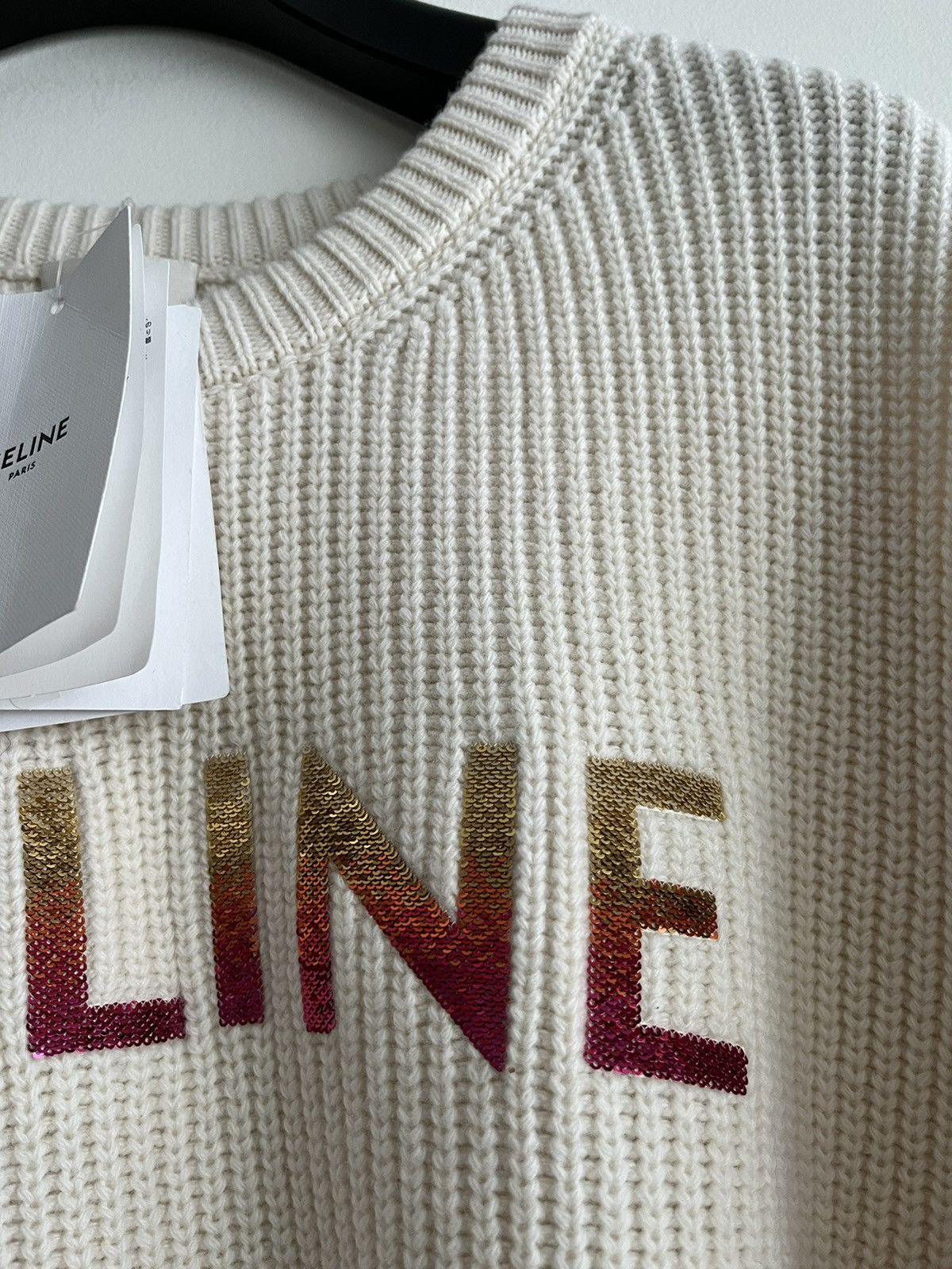 Celine × Hedi Slimane Celine by Hedi Slimane Runway Logo Wool Sweater Brand New Size US XXL / EU 58 / 5 - 24 Thumbnail