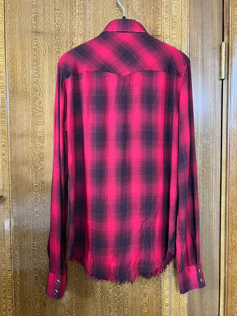 Yves Saint Laurent Saint Laurent 16ss Destroy Fringed Red Plaid Shirt 2502-Nex Size US XS / EU 42 / 0 - 2 Thumbnail