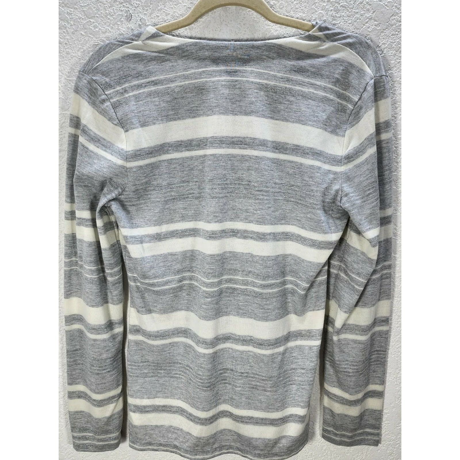Tommy Hilfiger VINTAGE Women's Tommy Hilfiger Beige Gray Metallic Striped Shine Sweater Pullover Sz L Size L / US 10 / IT 46 - 5 Thumbnail