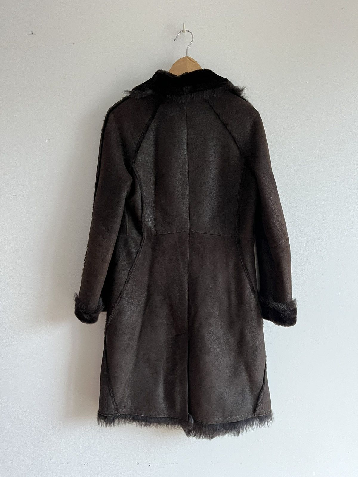 Genuine Leather × Other Dark Brown Womens Lightweight Spanish Shearling Coat S Size S / US 4 / IT 40 - 13 Thumbnail
