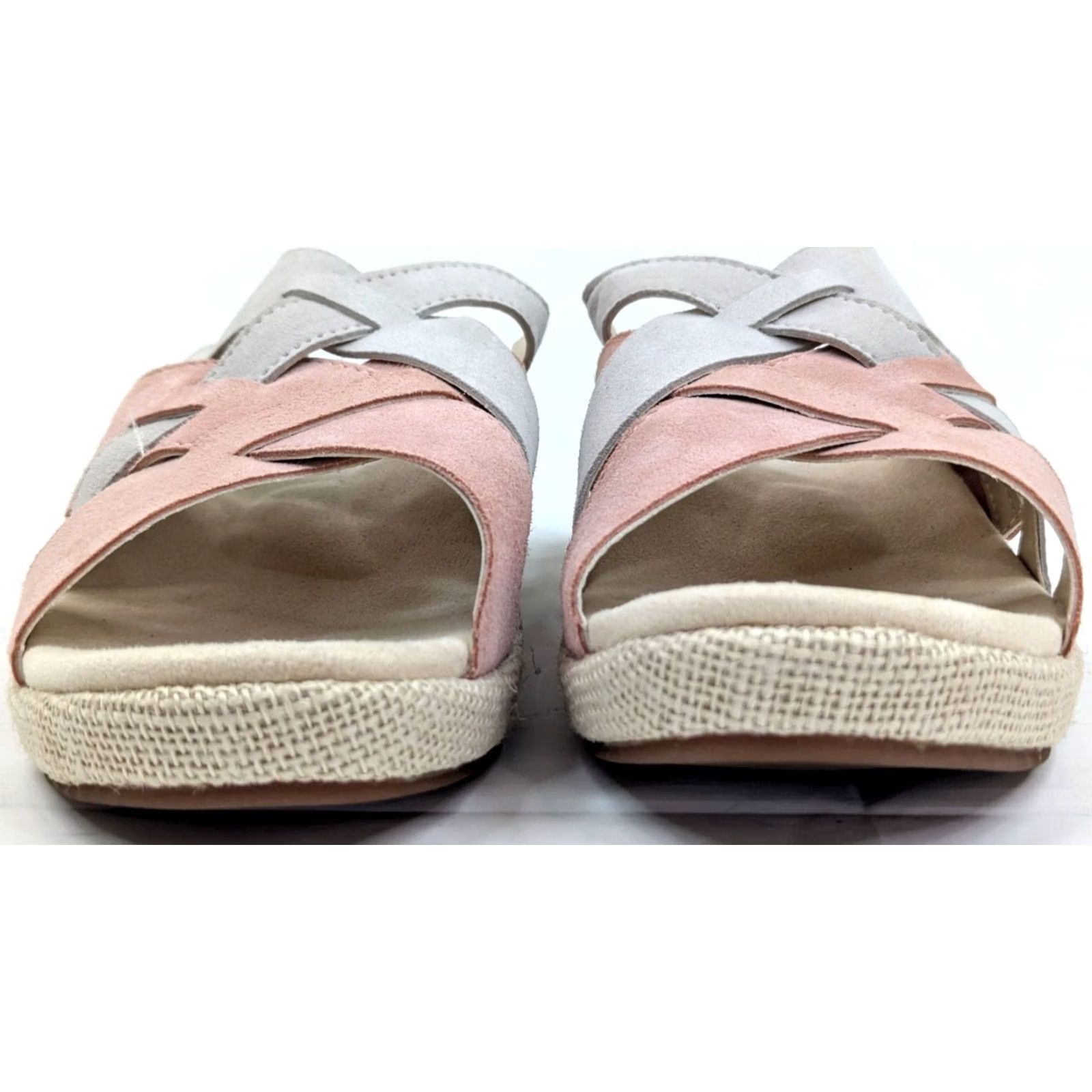 Vintage Spenco Suede Leather Strappy Wedge Orthotic Sandal Women 10 Pink Cream Gray NEW Size US 10 / IT 40 - 2 Thumbnail
