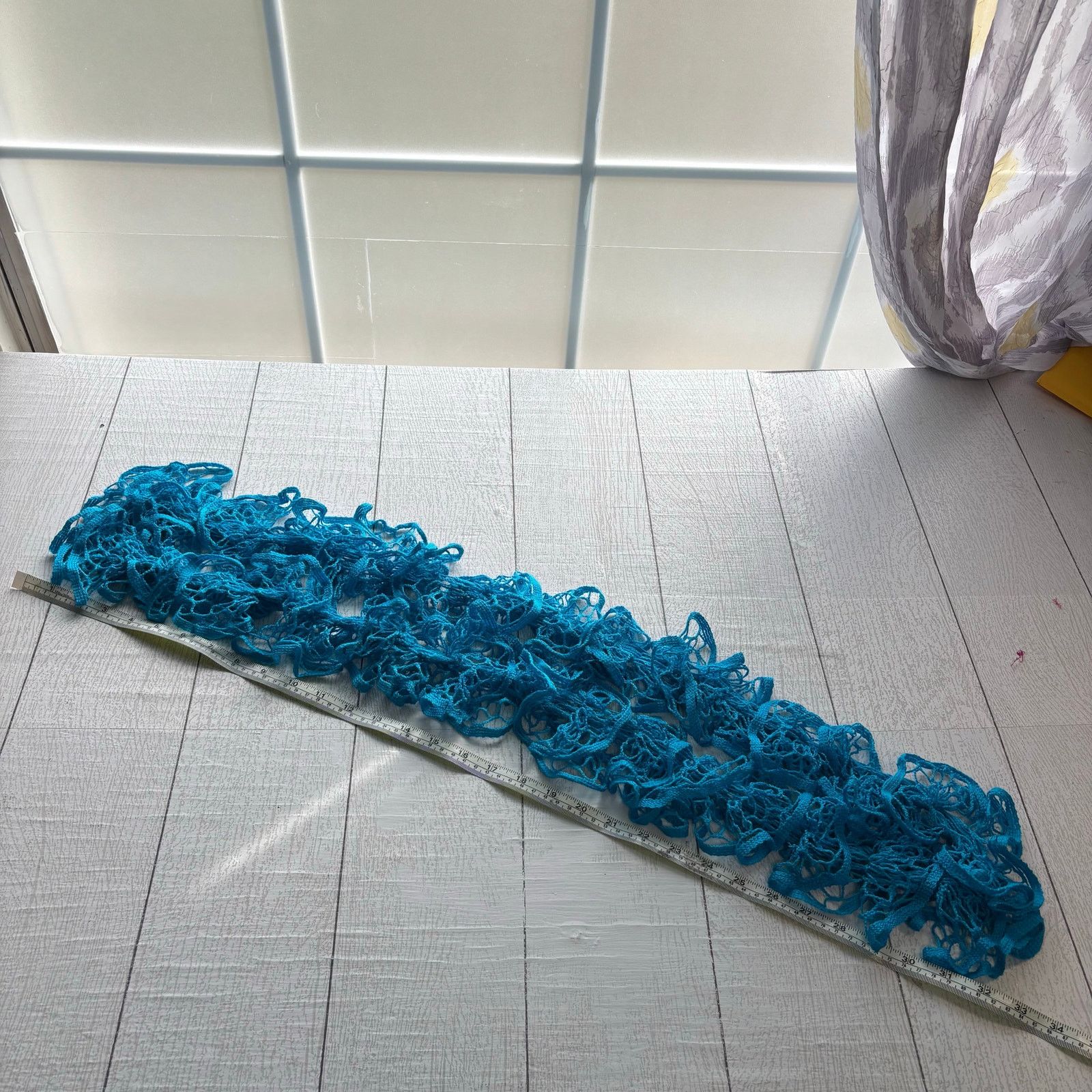 Handmade Handmade Crocheted Teal Blue Ruffle Scarf Size ONE SIZE - 4 Thumbnail