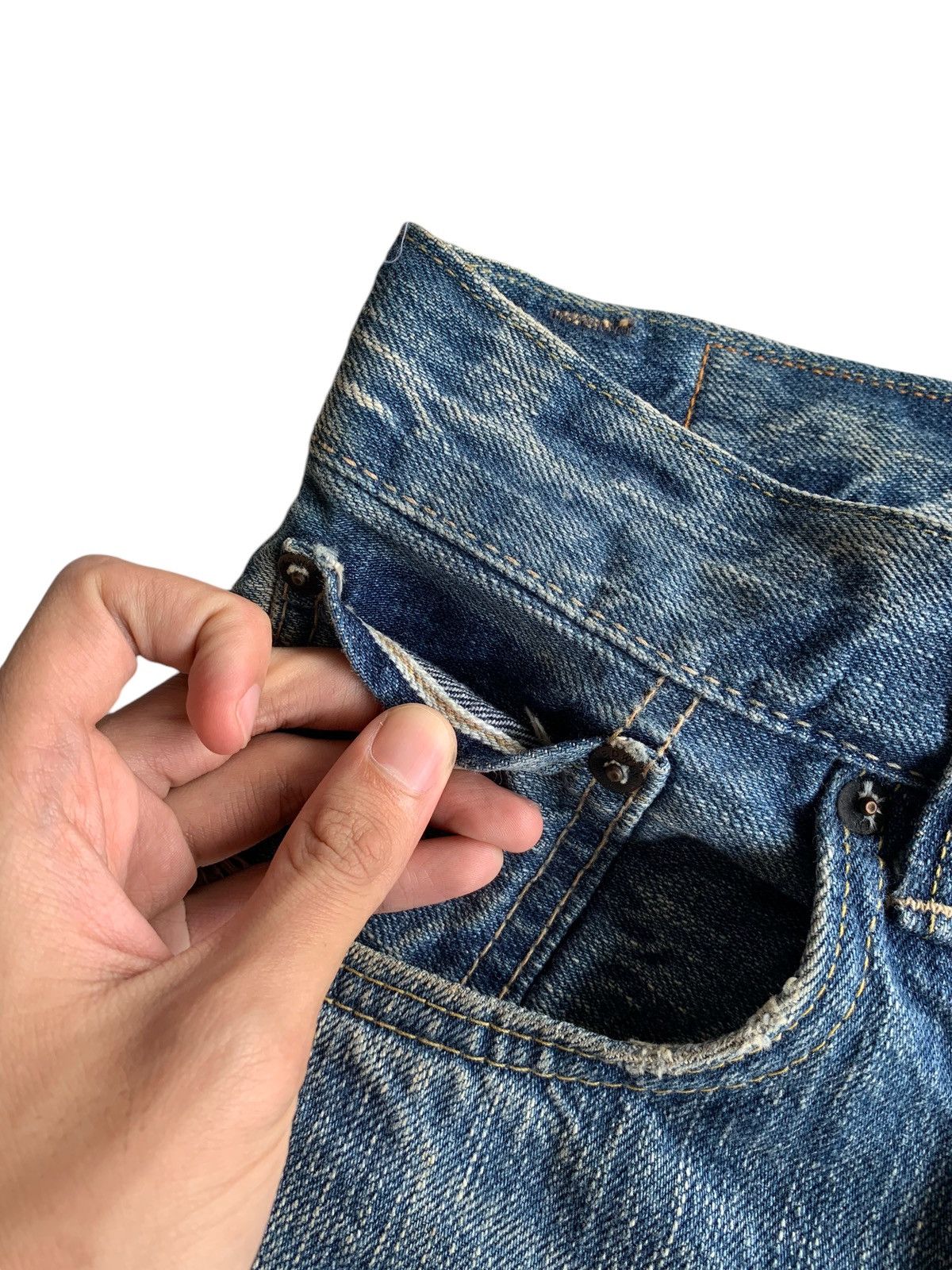 Edwin 505ZX Redline Selvedge distressed denim