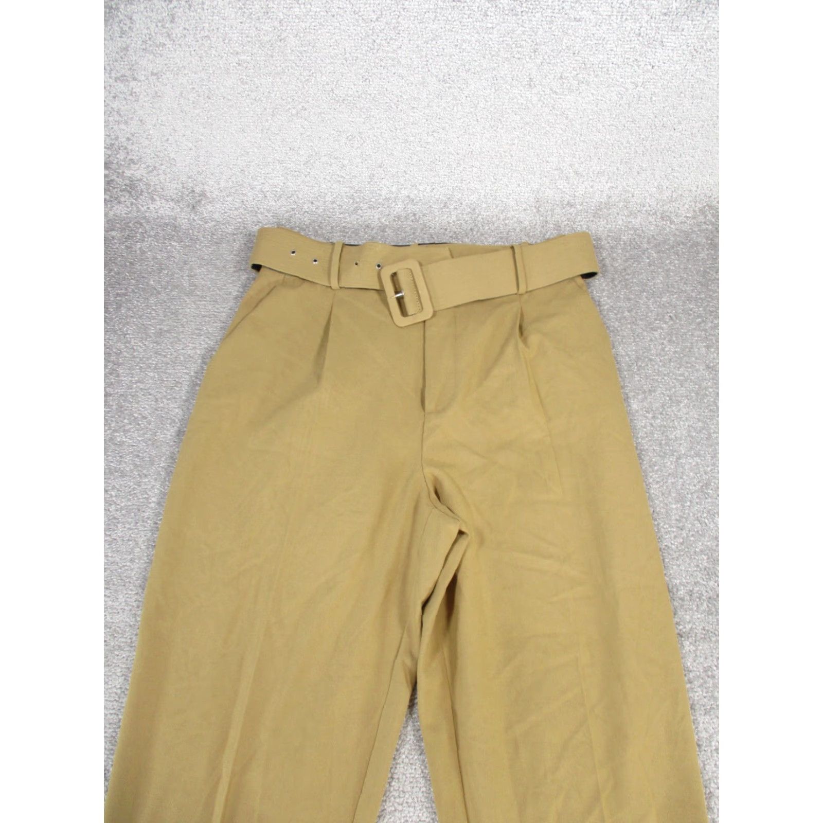 Zara Zara Dress Pants Womens Large Khaki Belted Taper Leg Size 36" / US 14 / IT 50 - 3 Thumbnail