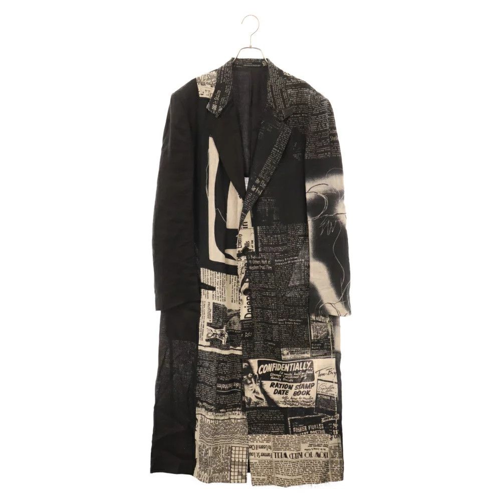 Yohji Yamamoto Pour Homme 22ss LINEN NEWSPAPER PRINT LONG JACKET