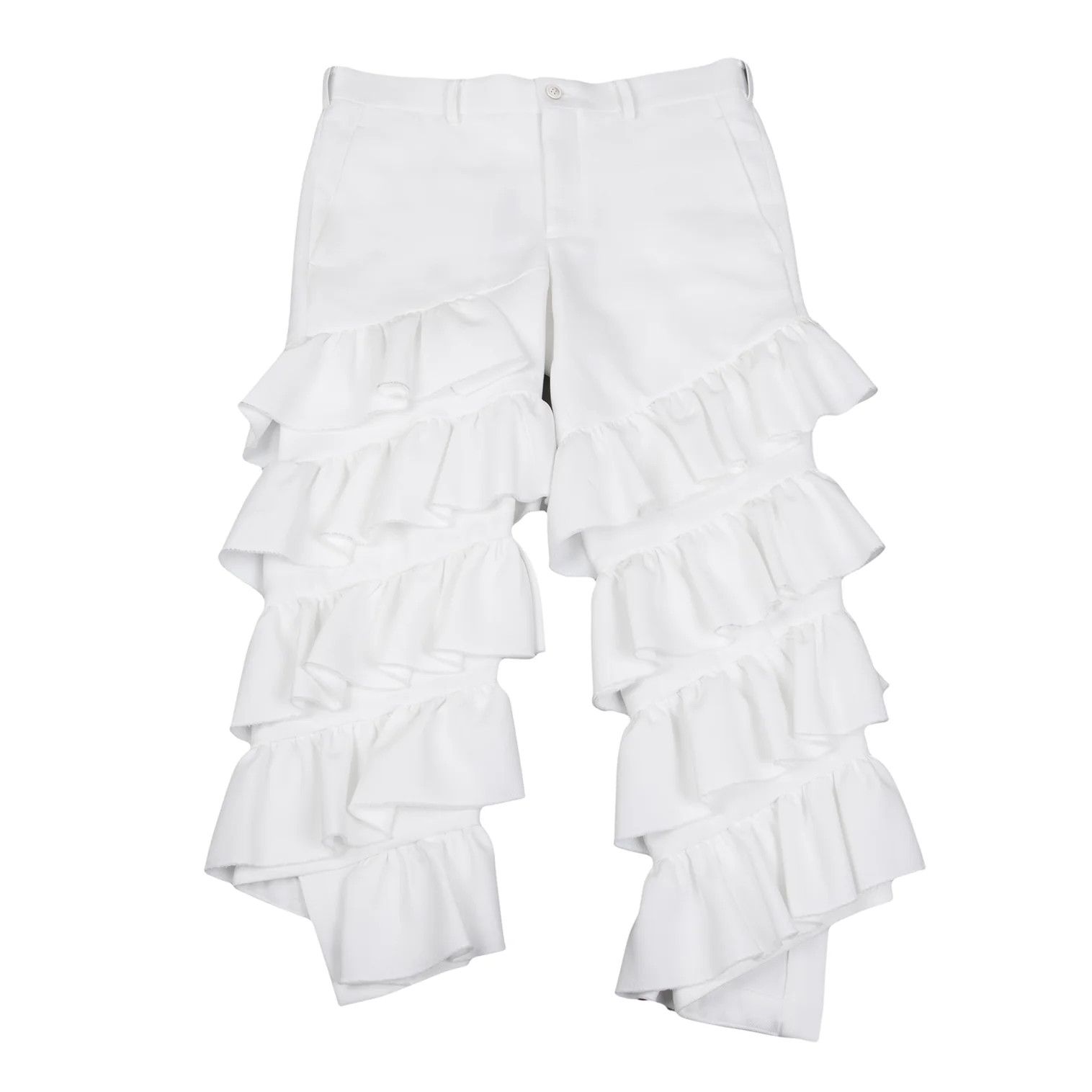 Comme des Garcons Homme Plus Asymmetrical Tiered Pants in White, Size S Size US 30 / EU 46 - 1 Preview