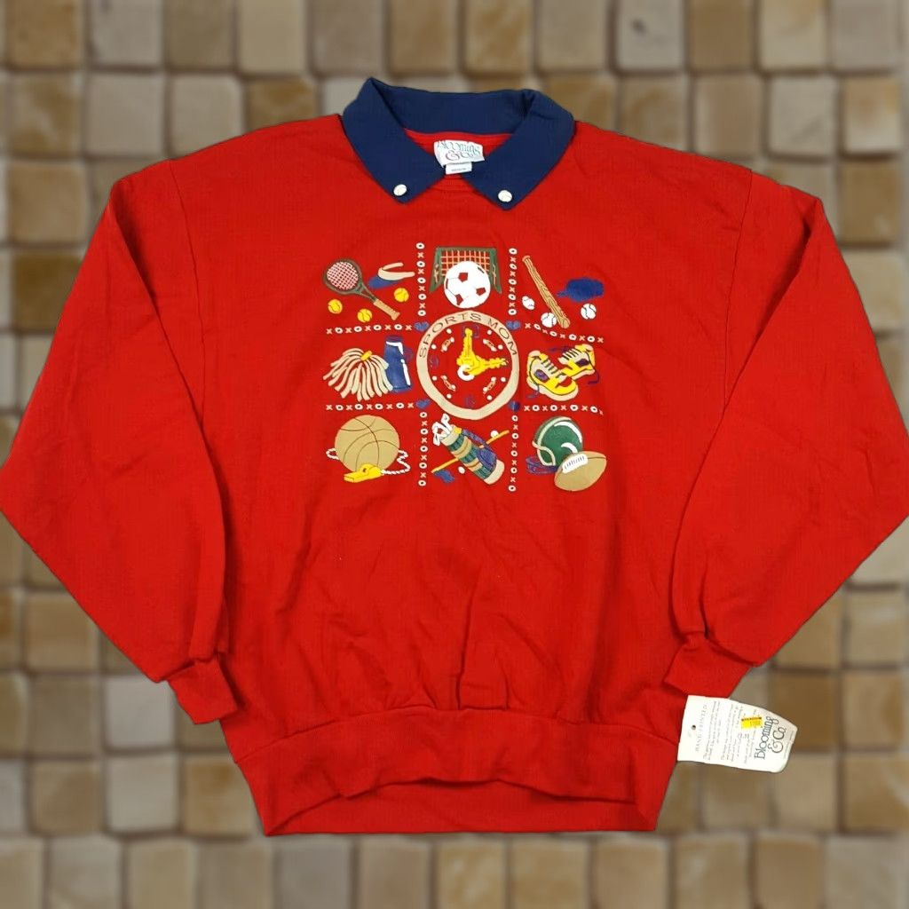 Vintage VINTAGE 80s Sports Mom Size M Crewneck Red Pullover Puff Print Retro Sweatshirt Nike Size US M / EU 48-50 / 2 - 1 Thumbnail