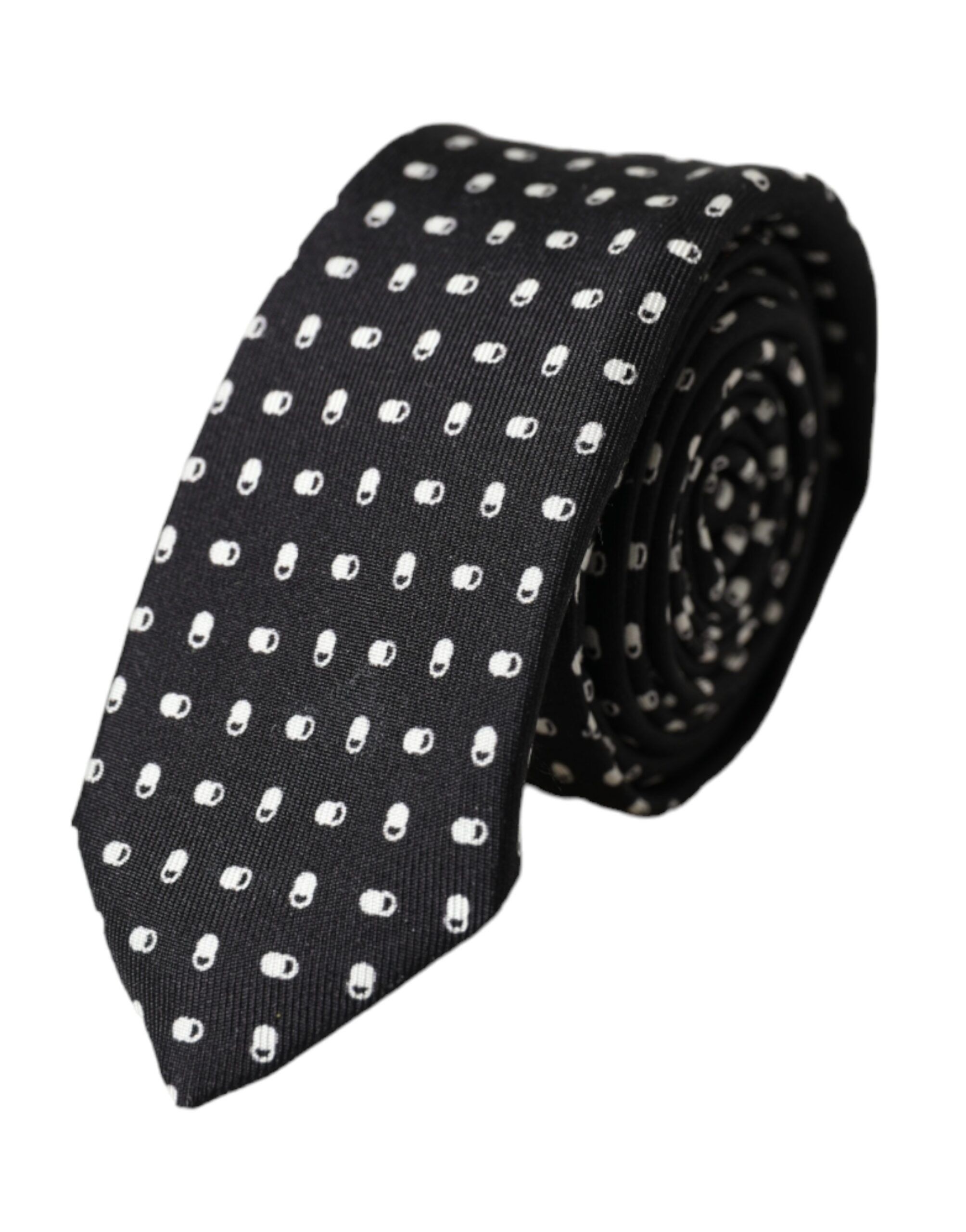 Dolce & Gabbana Black Patterned 100%Silk Adjustable Men's Tie Size ONE SIZE - 1 Thumbnail