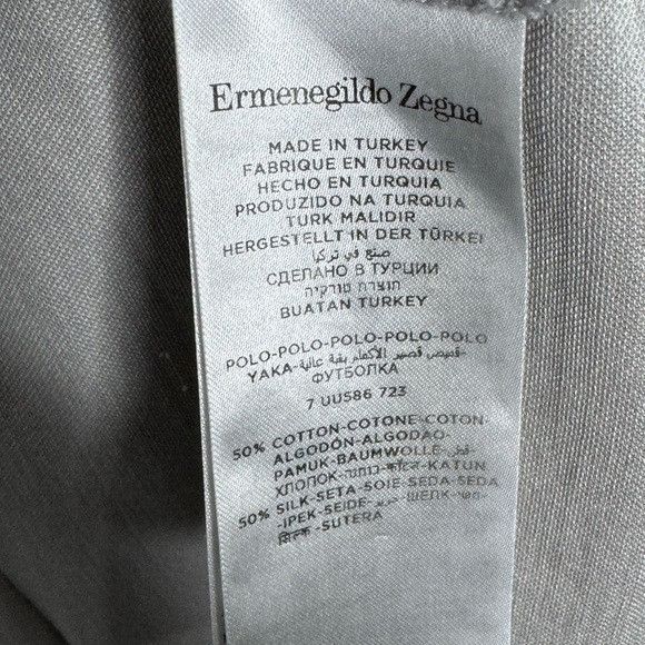 Ermenegildo Zegna Zegna Silk & Cotton Polo Shirt Grey Men’s XXL Leggerissimo Size US XXL / EU 58 / 5 - 4 Thumbnail